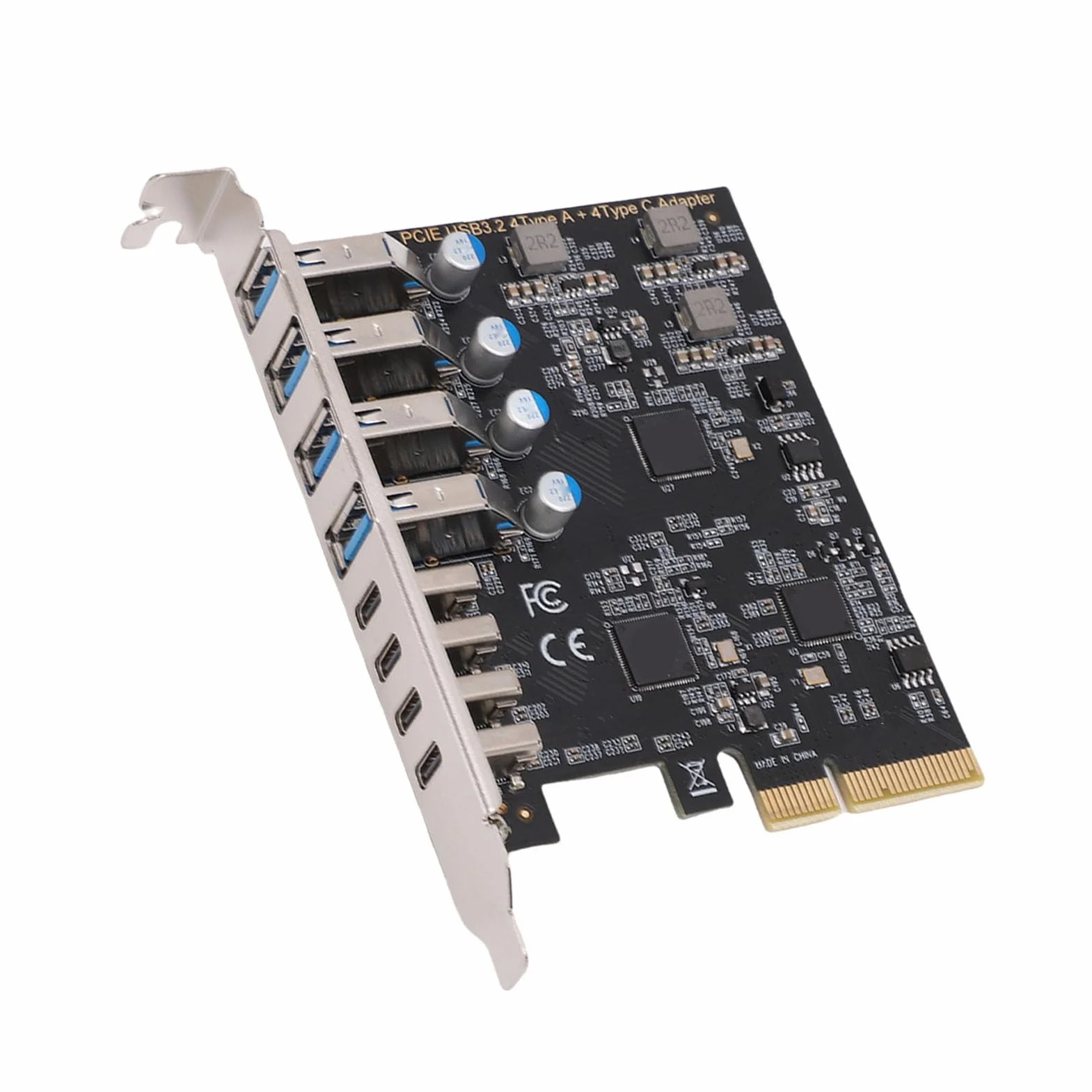 Jiawu Karta rozszerzeń PCI Express, 8-portowa Karta PCle USB 3.2 Gen 2, przepustowość 10 Gb/s dla Entuzjastów Gier