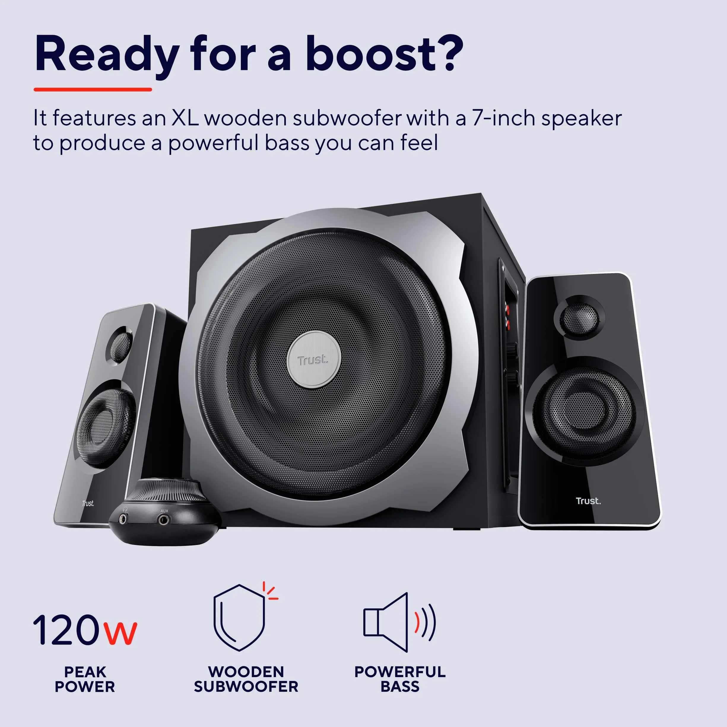 Trust Tytan 2.1 głośnik - PC luid spreker met subwoofer, 120 W, zwarty