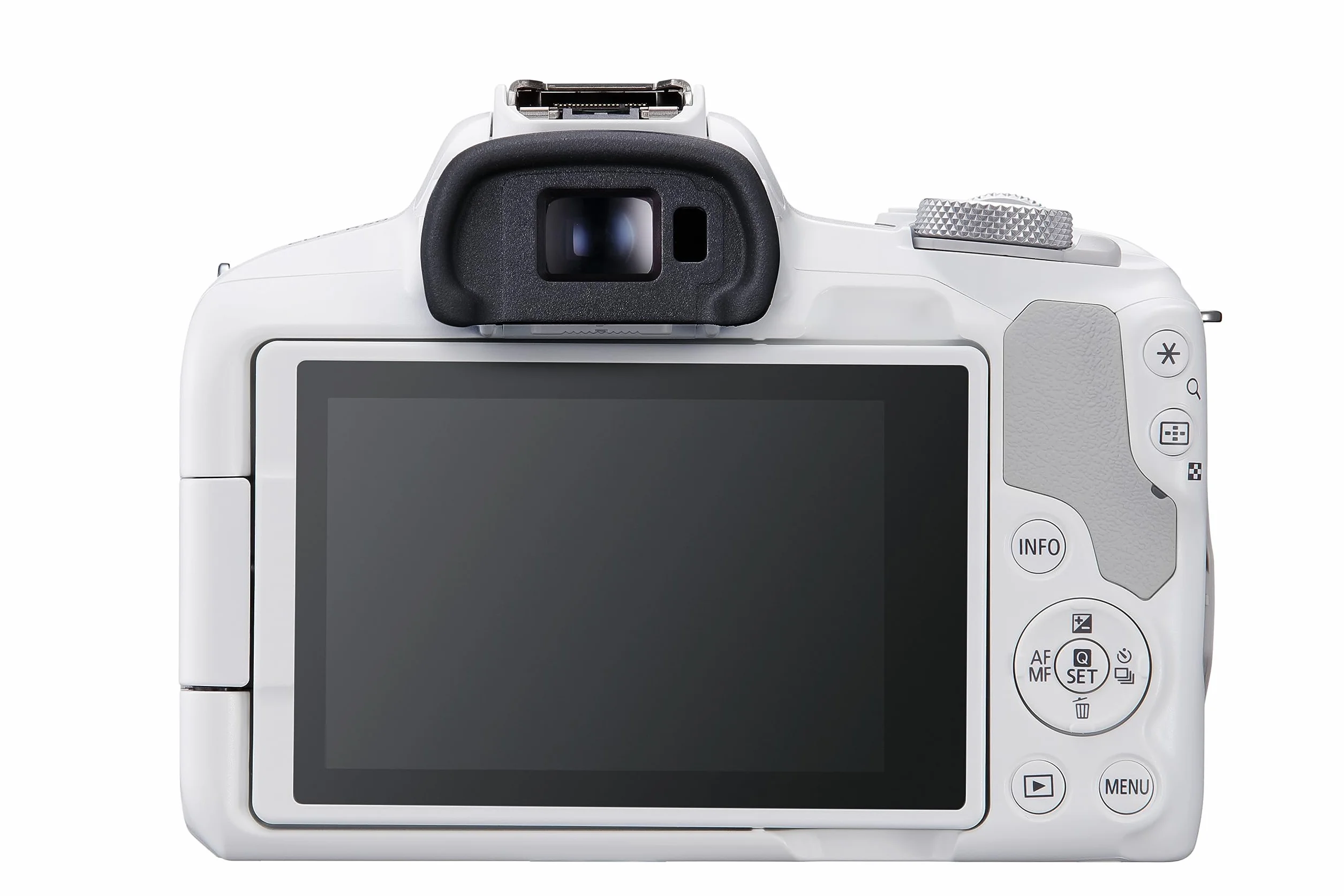 Canon EOS R50 + RF-S 18-45 mm F4.5-6.3 IS STM|24,2MP APS-C bezlusterkowie|do 15 kl./s, Dual Pixel CMOS AF II|4K 30p| ekran zmiennokątny|Bluetooth i Wi-Fi, biały