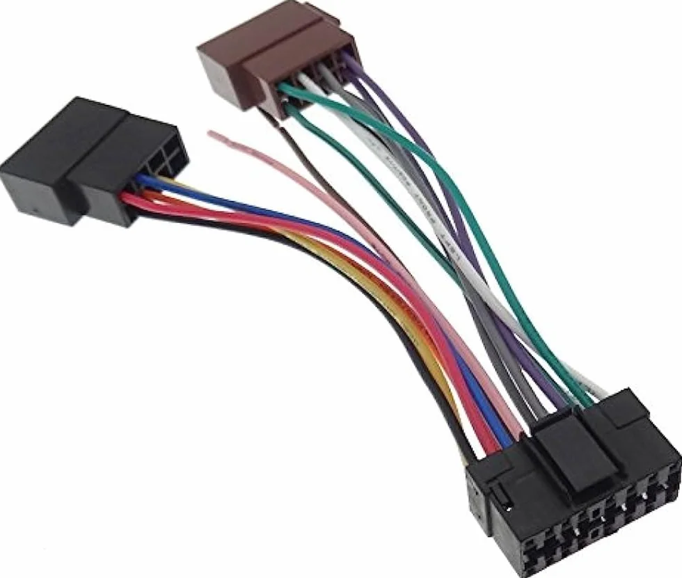 Sony Aiwa JVC 16-pinowe złącze przewodów 30 x 12 mm wiązka przewodów ISO adapter wtyczka kabel kompatybilny z samochodowym stereo