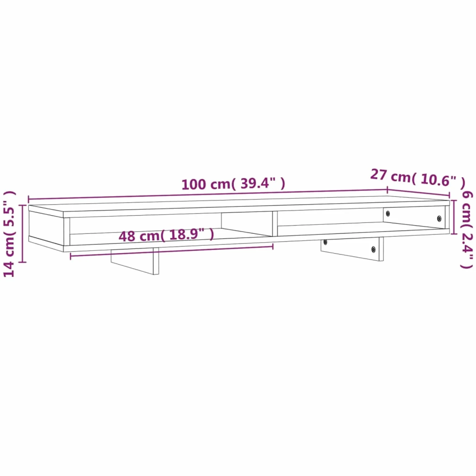 ShGaxin Stojak na monitor, stojak na ekran komputera, stojak na monitor biurko, akcesoria biurowe, akcesoria biurkowe, podstawa monitora, lite drewno sosnowe białe 100 x 27 x 14 cm