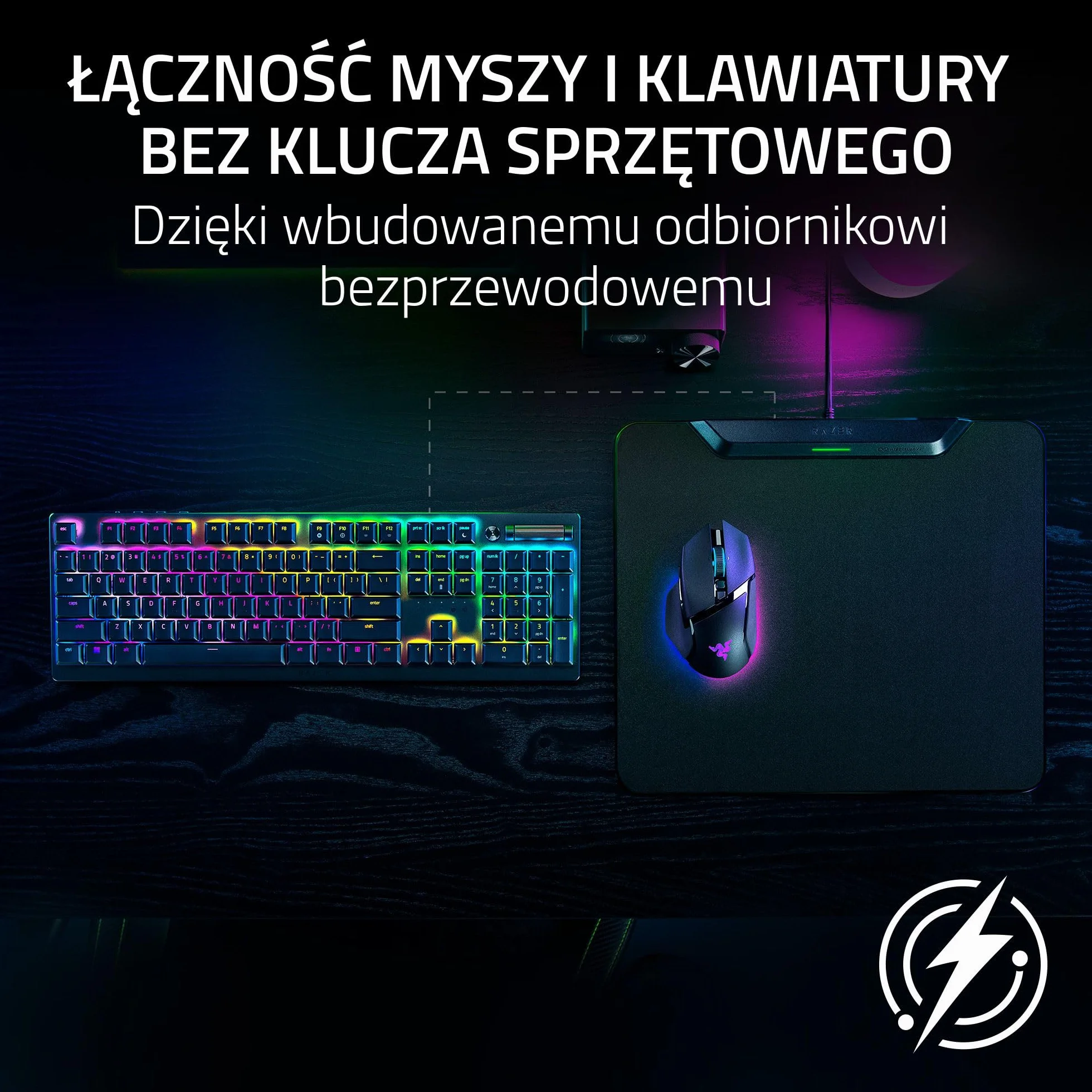 Razer HyperFlux V2 - system bezprzewodowego ładowania myszy do gier - podkładka pod mysz do gier i krążek ładujący (wskaźnik ładowania LED, antypoślizgowe gumowe nóżki) Czarny