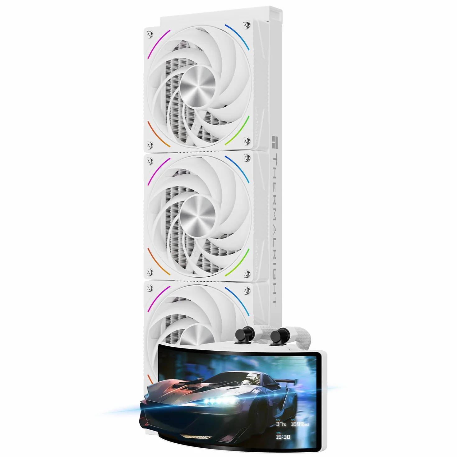 Thermalright TR Rainbow Vision 360 TURBO ARGB Biały 360 mm AIO Chłodnica z 6,67 Cala Zakrzywionym Ekranem 3D 2400 x 1080 60 Hz, Kompatybilna z AM4/AM5, Intel LGA1851/1700, Magnetyczny Ekran
