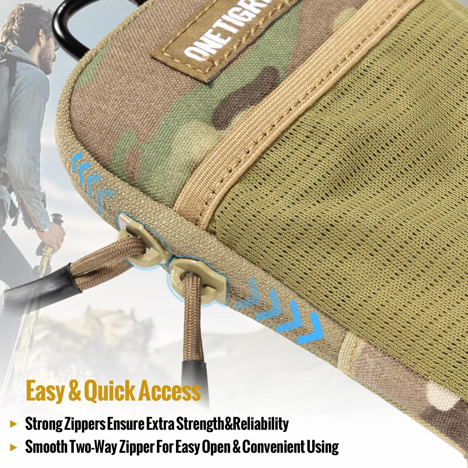 OneTigris Taktyczne etui na telefon komórkowy EDC Pouch Molle małe z karabińczykami 4,7"-6,7" do iPhone 16 15 14 13 12 Pro Max 7 8 Plus Samsung