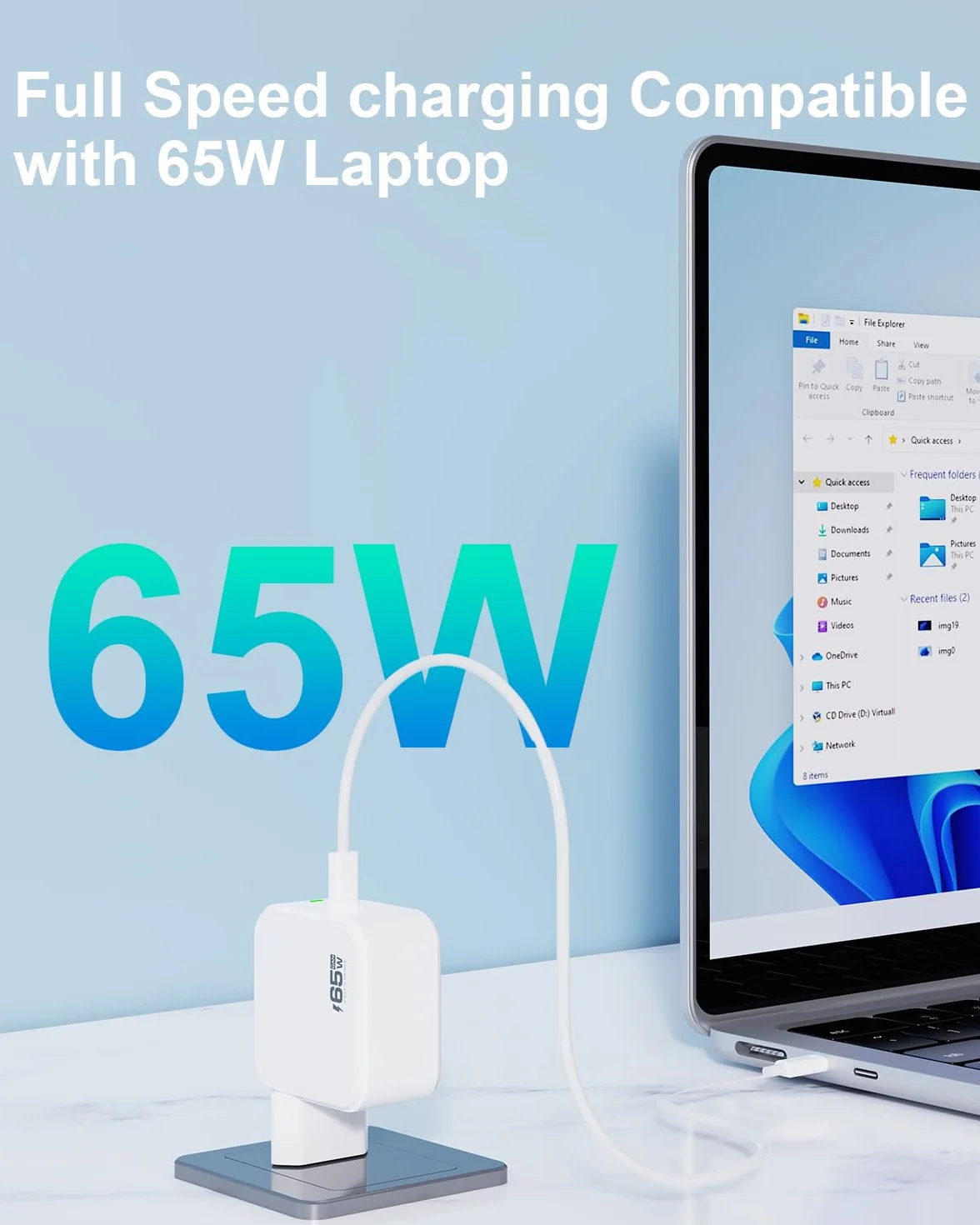 Ładowarka USB-C 65W do MacBook Air 2020/2019/2018, MacBook Pro 13 14 15 16, M1 M2 M3 Mac, Pad Pro, Huawei, Xiaomi, Dell, ładowarka GaN z kablem USB C