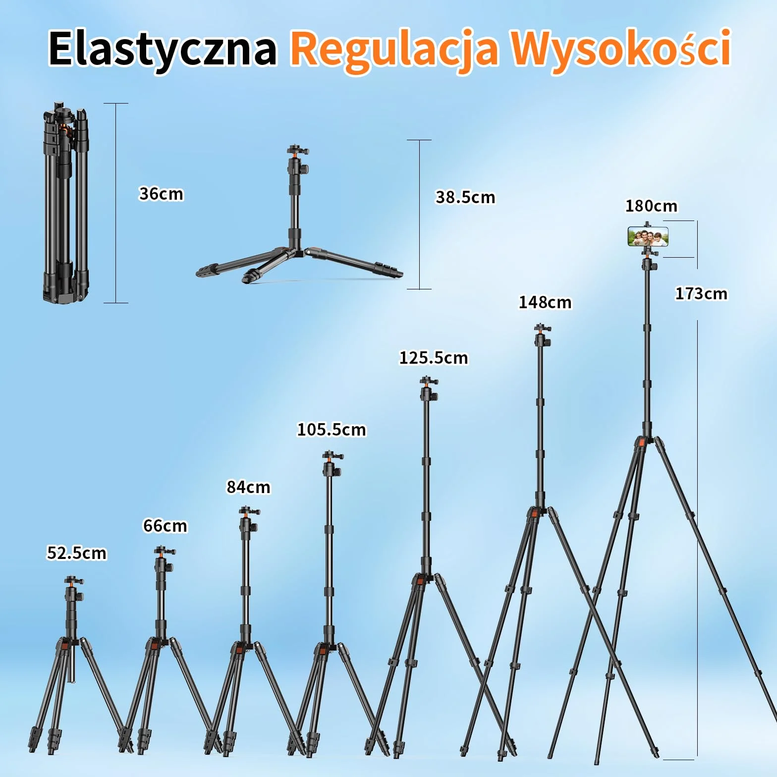 180cm Statyw do Aparatu, Aluminiowy Statyw do Telefonu z Torbą,Lekki Statyw Fotograficzny z Głowicą Kulową 360° i Nośnością 8 Kg, Tripod do Aparatów DSLR/Smartfona/Światła Pierścieniowego/Projektorów