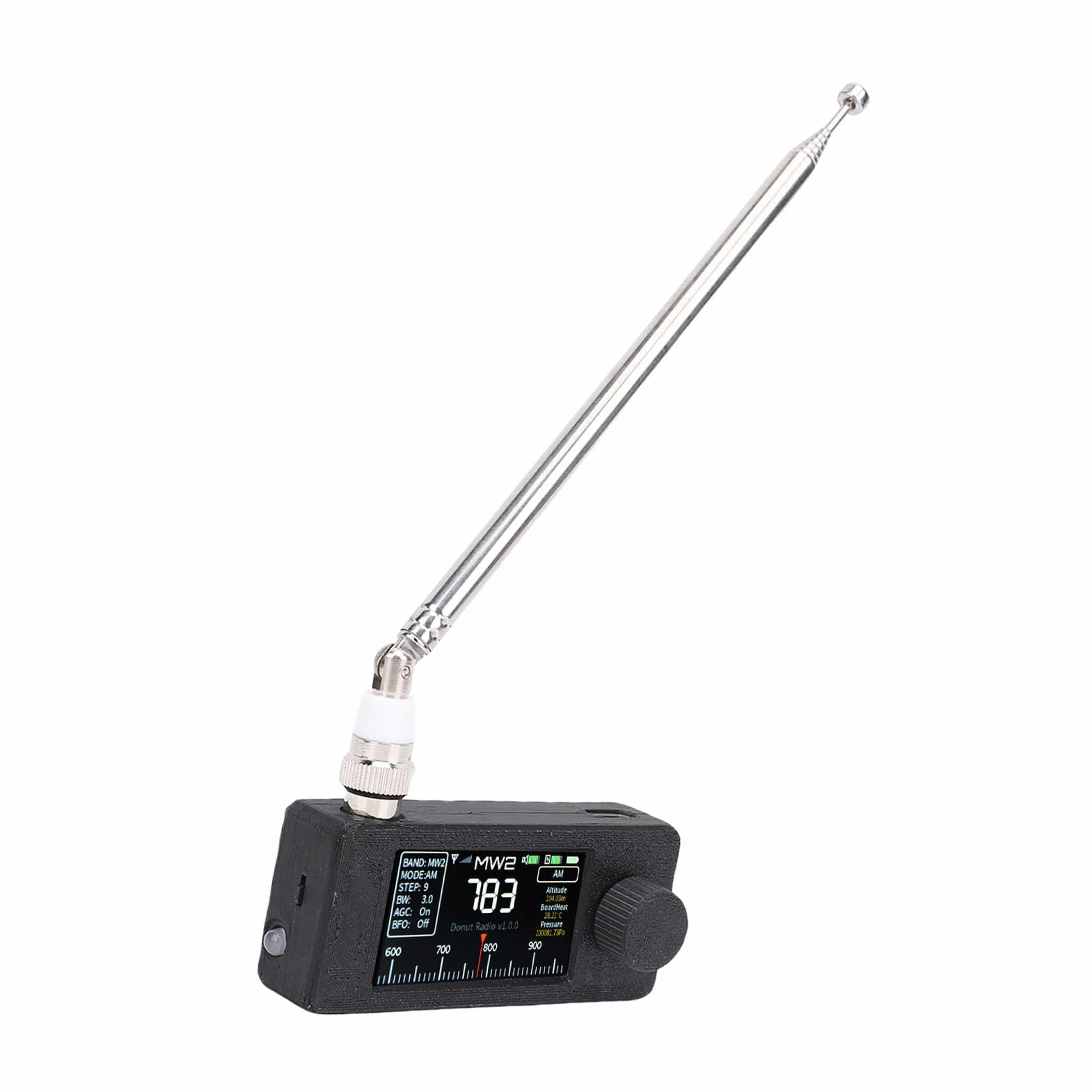 Bewinner SI4732 Przenośny Odbiornik Radiowy z Ekranem IPS 1,9 Cala, Pełne Pasmo AM FM LSB Obsługa USB, Antena Teleskopowa, 10H Bateria do Podróży, Awaryjna (BLACK)