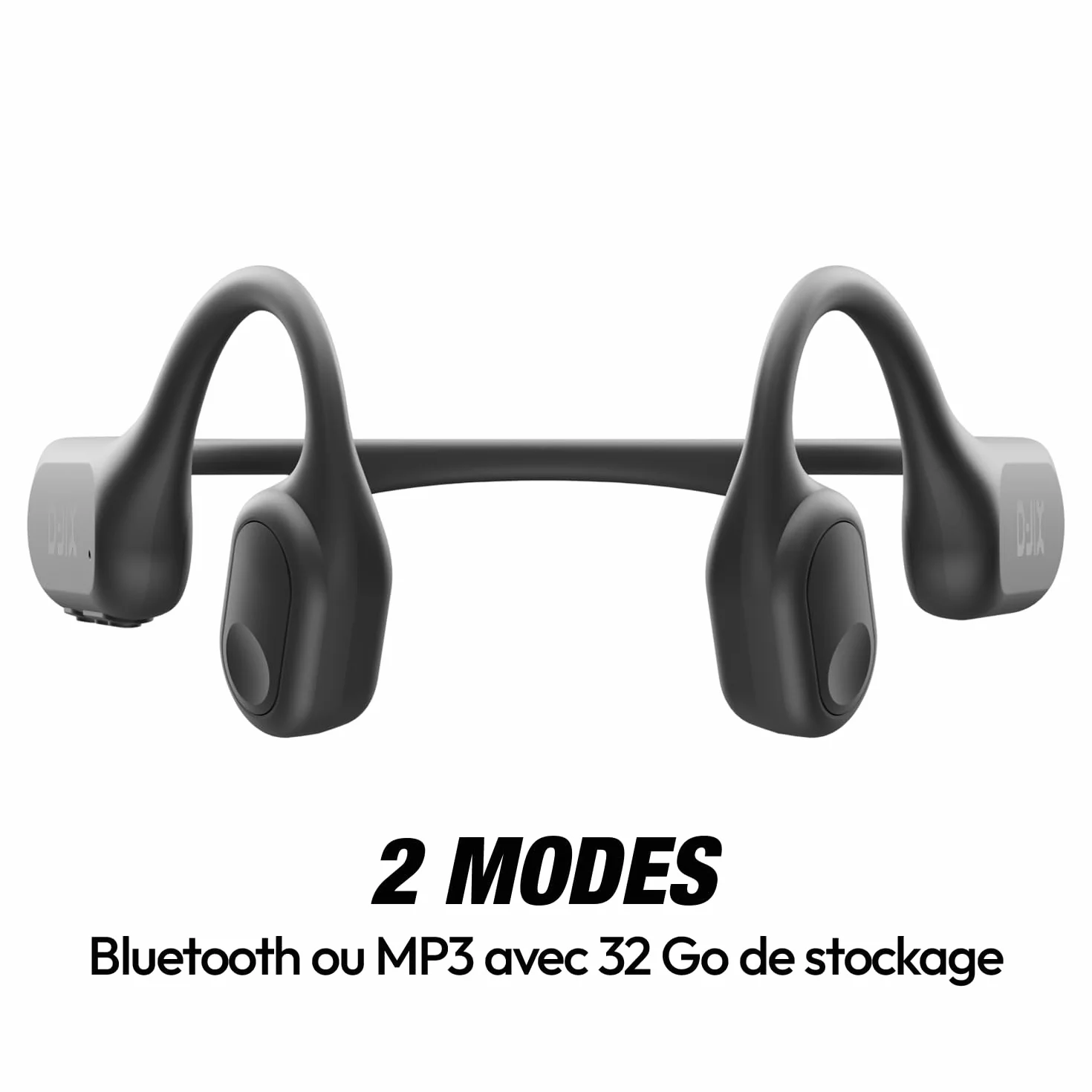 D-JIX Triton 600 Słuchawki Bluetooth 6.0 & MP3 32 GB, wodoodporne, IP68, autonomia, szybkie ładowanie, wbudowany mikrofon, idealny do uprawiania sportu i pracy, czarny