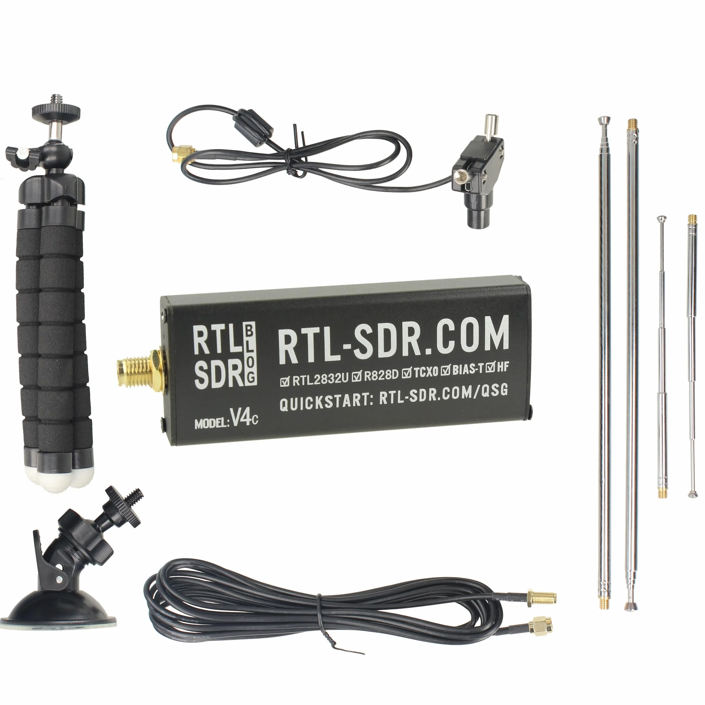 sdr Impulsfoto RTL-SDR Blog V4 USB-C R828D HF Bias Tee SMA Odbiornik z antenami