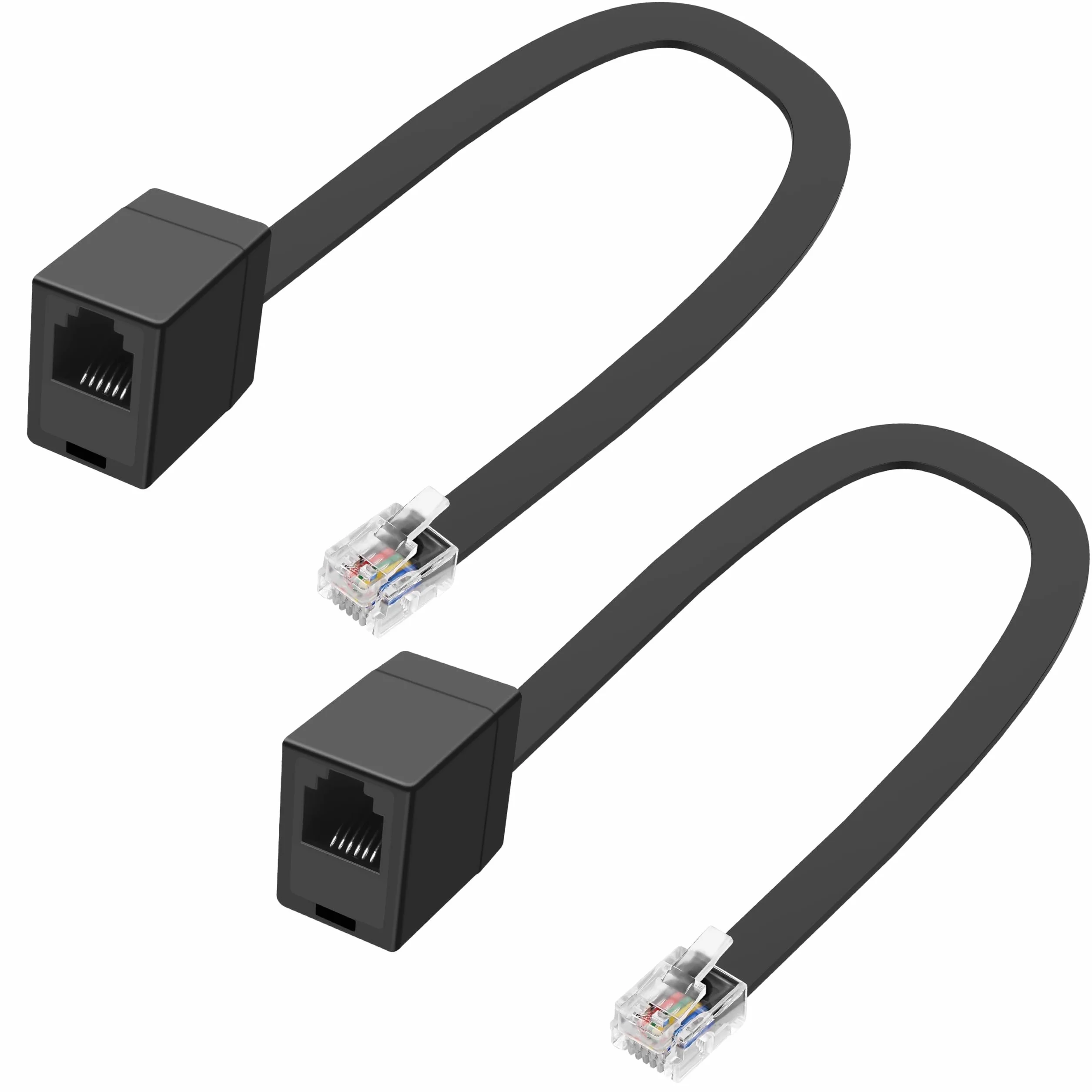 MEIRIYFA RJ12 6P6C wtyczka przedłużacz RJ11/RJ12 Cat3 kabel telefoniczny 30 cm 2 sztuki