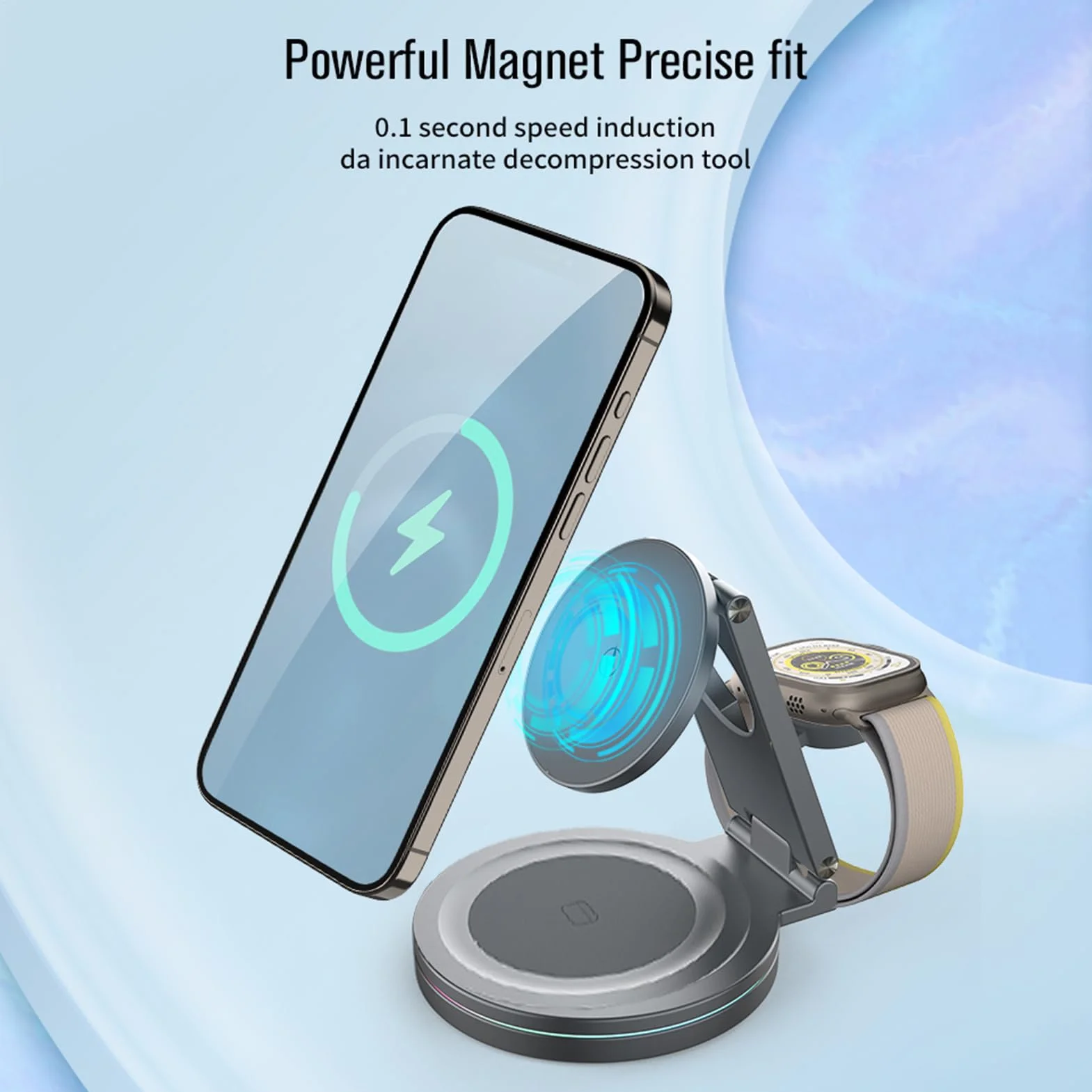 Stacja ładowania telefonu, stacja ładowania telefonu Magnetyczny uchwyt na | Stacja ładująca Obrotowa konstrukcja o 360° Magnetyczny uchwyt