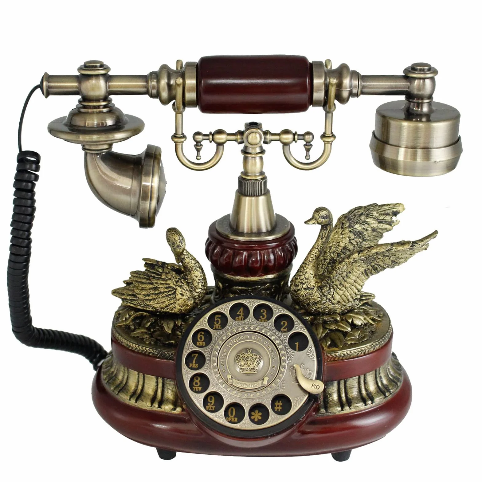 Telefon vintage, telefon retro z tarczą obrotową, zabytkowy stacjonarny, klasyczny przewodowy, do użytku domowego