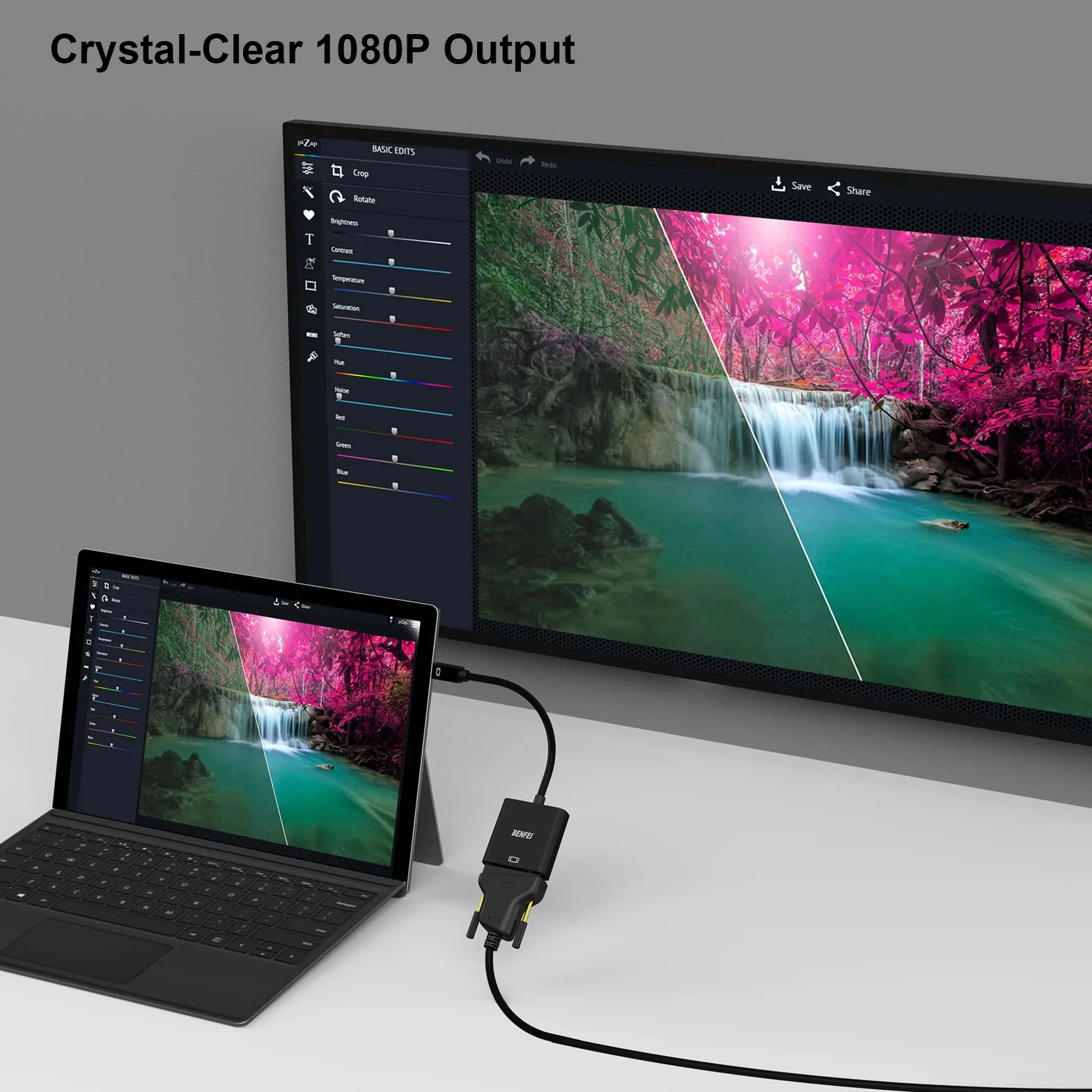 BENFEI Adapter Mini DisplayPort na DVI, pozłacany adapter Mini DP (kompatybilny z Thunderbolt 2) do DVI kompatybilny z MacBook Air/Pro, Microsoft Surface Pro/Dock, monitorem, projektorem i innymi
