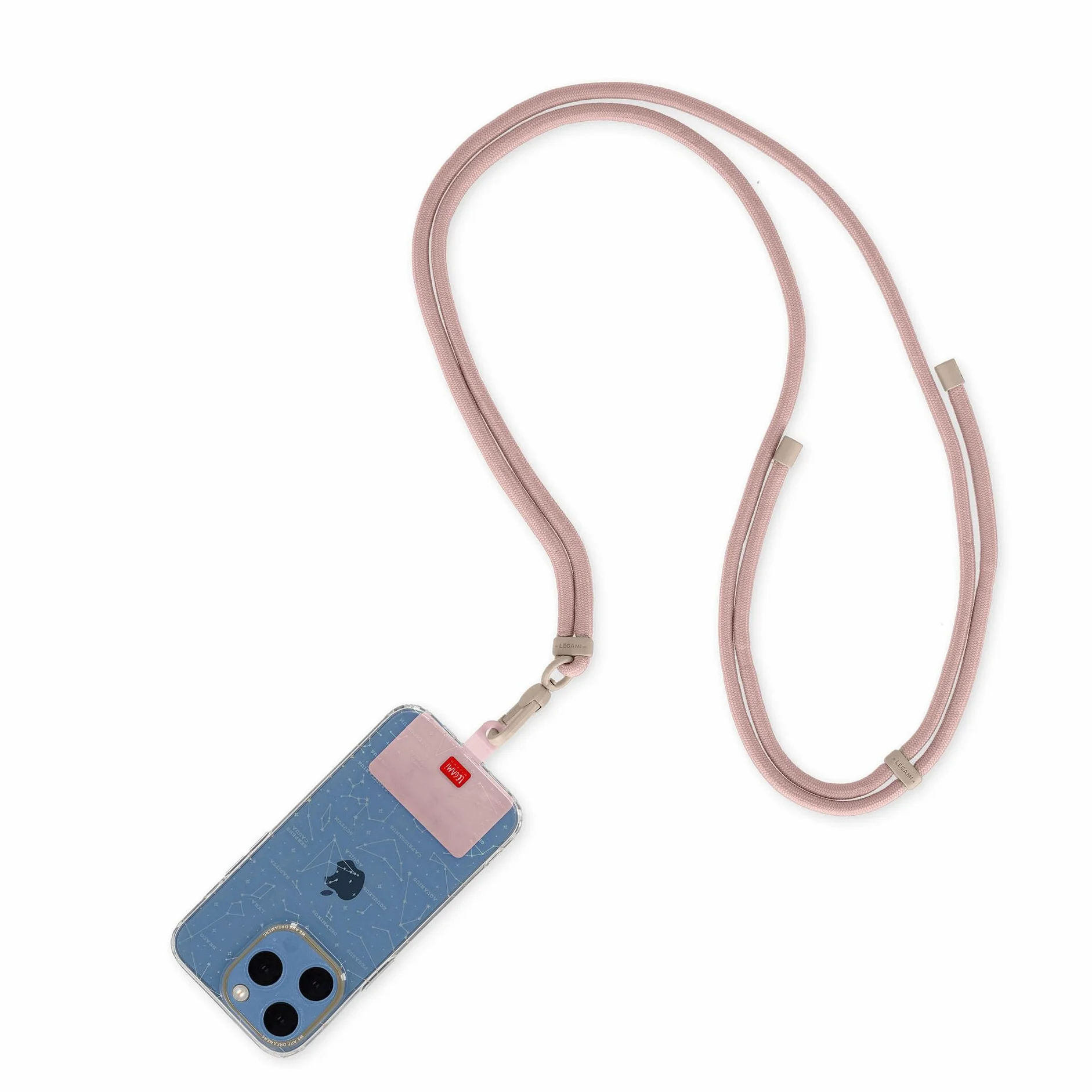 Legami - Smycz na telefon komórkowy Always Together, smartfon Laynard, regulowany sznurek z metalowym haczykiem, bezpieczne zamknięcie, naklejka, motyw różowo-złoty, 70 cm