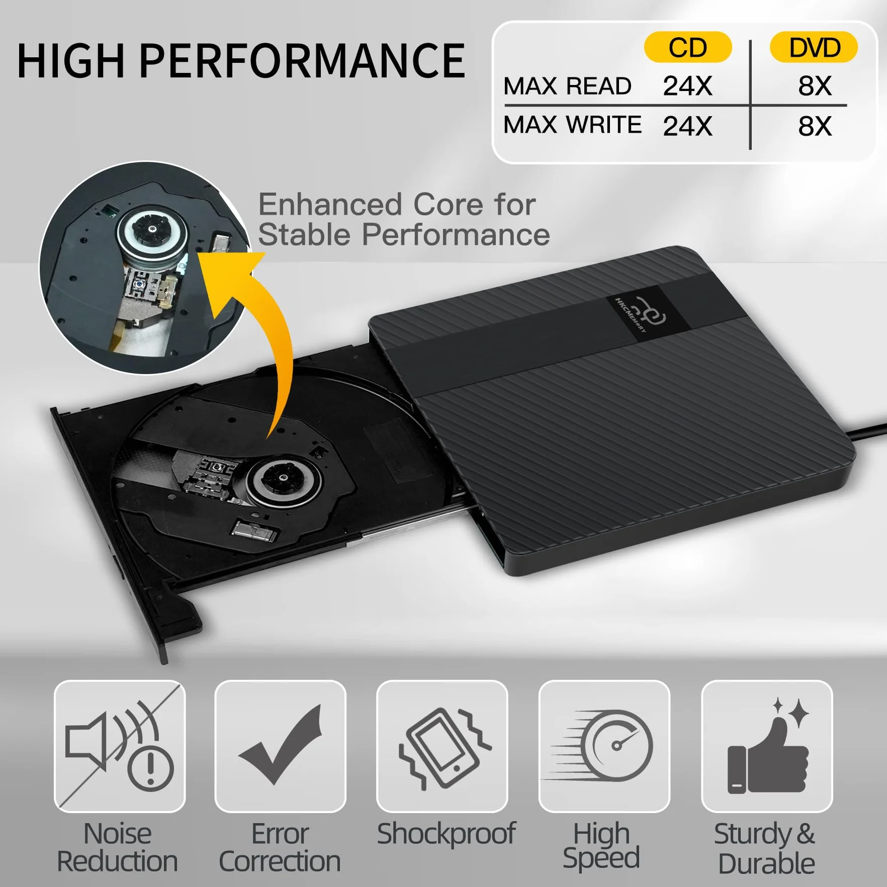Zewnętrzny napęd CD/DVD USB 3.0 i typ C, smukły i przenośny czytnik nagrywarek DVD +/-RW CD ROM, kompatybilny z laptopem stacjonarnym PC Mac MacBook Pro/Air, Windows 11/10/8/7/XP, Linux (2 w 1)
