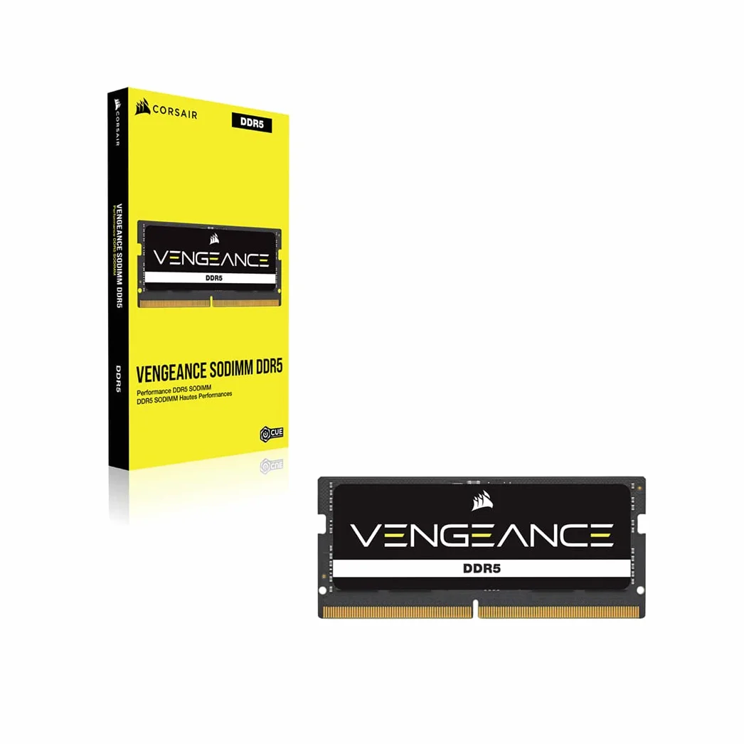 CORSAIR VENGEANCE SODIMM DDR5 RAM 8GB (1x8GB) do 4800MHz C40 1.1v Intel XMP iCUE Kompatybilna Pamięć Komputera – Czarny (CMSX8GX5M1A4800C40)