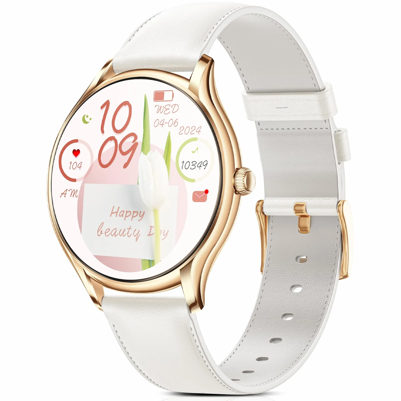 AMOLED damski smartwatch z ekranem dotykowym 1,43", krokomierz, 120 trybów sportowych, wodoszczelność IP68, tętno, SpO2, cykl menstruacyjny, monitor