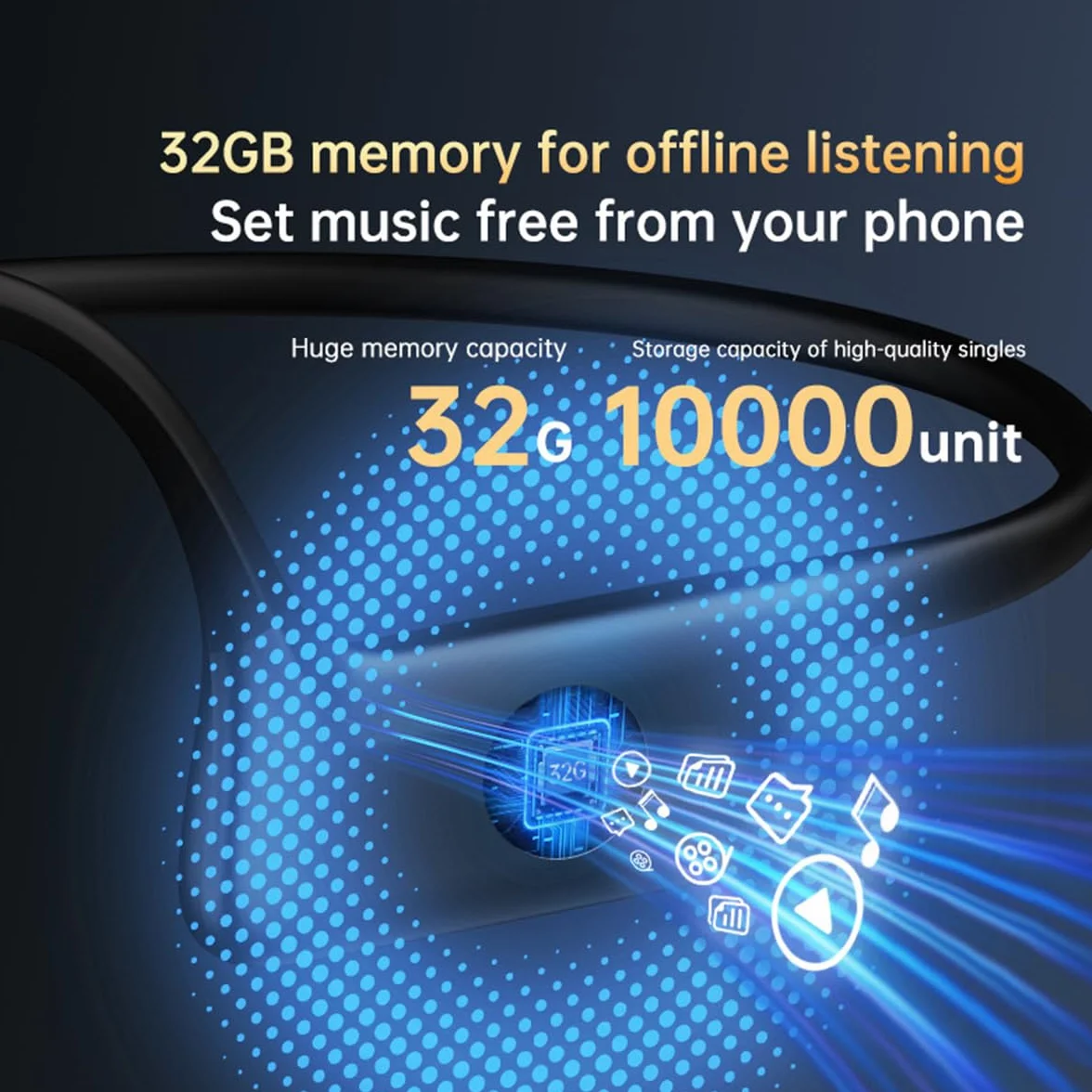 Słuchawki z przewodnictwem kostnym, wodoszczelne słuchawki do pływania IPX8 z pamięcią 32G, sportowe słuchawki Bluetooth 5.4, obrotowe, regulowane, do biegania, pływania, jazdy na rowerze