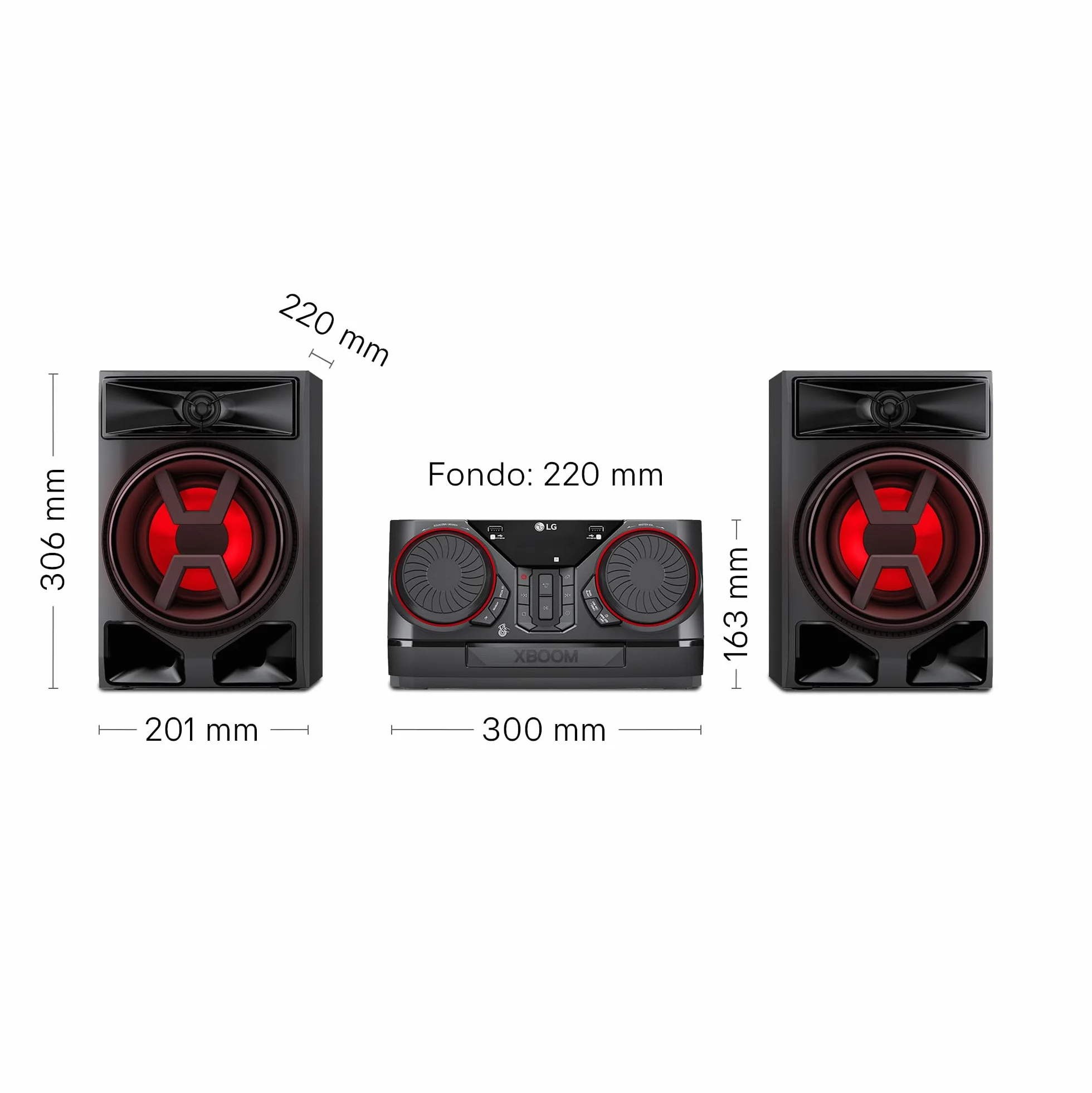 LG CK43N mikrowieża XBOOM, system dźwiękowy 300 W, Bluetooth, USB, wejście Aux, synchronizacja TV, kontrola imprez, korektor, odtwarzacz MP3, potężny dźwięk do domu i na imprezy, czarny