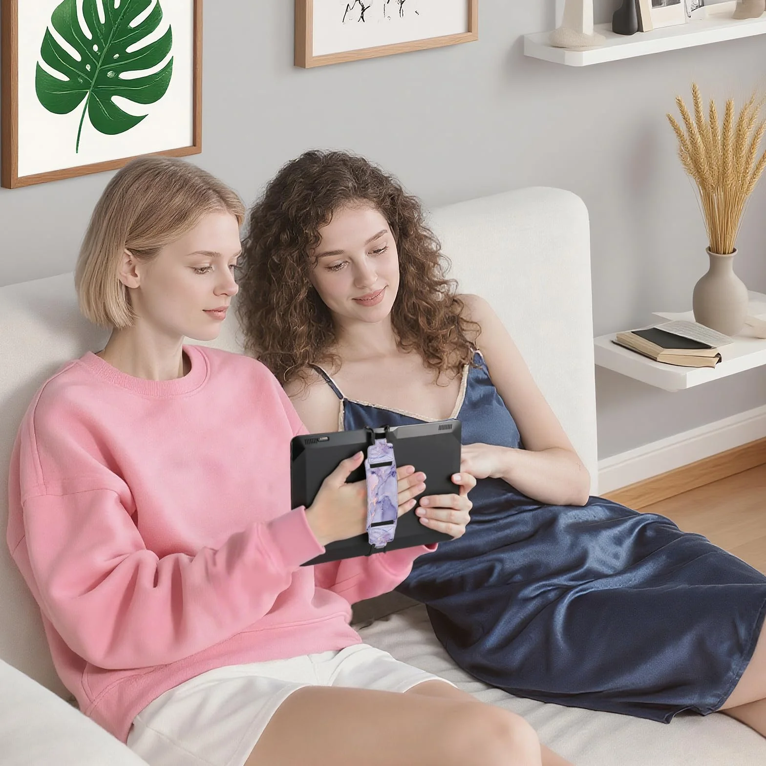 FINTIE paski na rękę do czytnika e-booków Kindle i Fire 6-8", fioletowy marmur i fioletowy