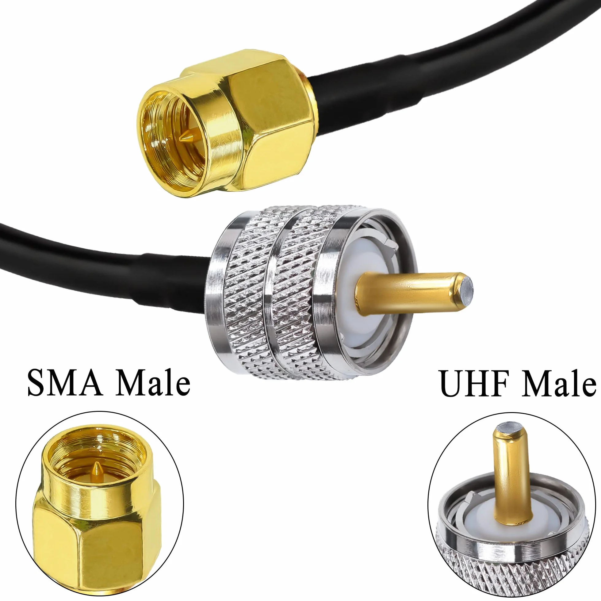 TUOLNK SMA do UHF kabel przedłużający RG58 6,6 ft (2 m) wtyczka SMA na SO239 PL259 wtyczka WiFi anteny pigtail kabel PL 259 kabel łączący do radia radiowego CB radiowego amatorskiego