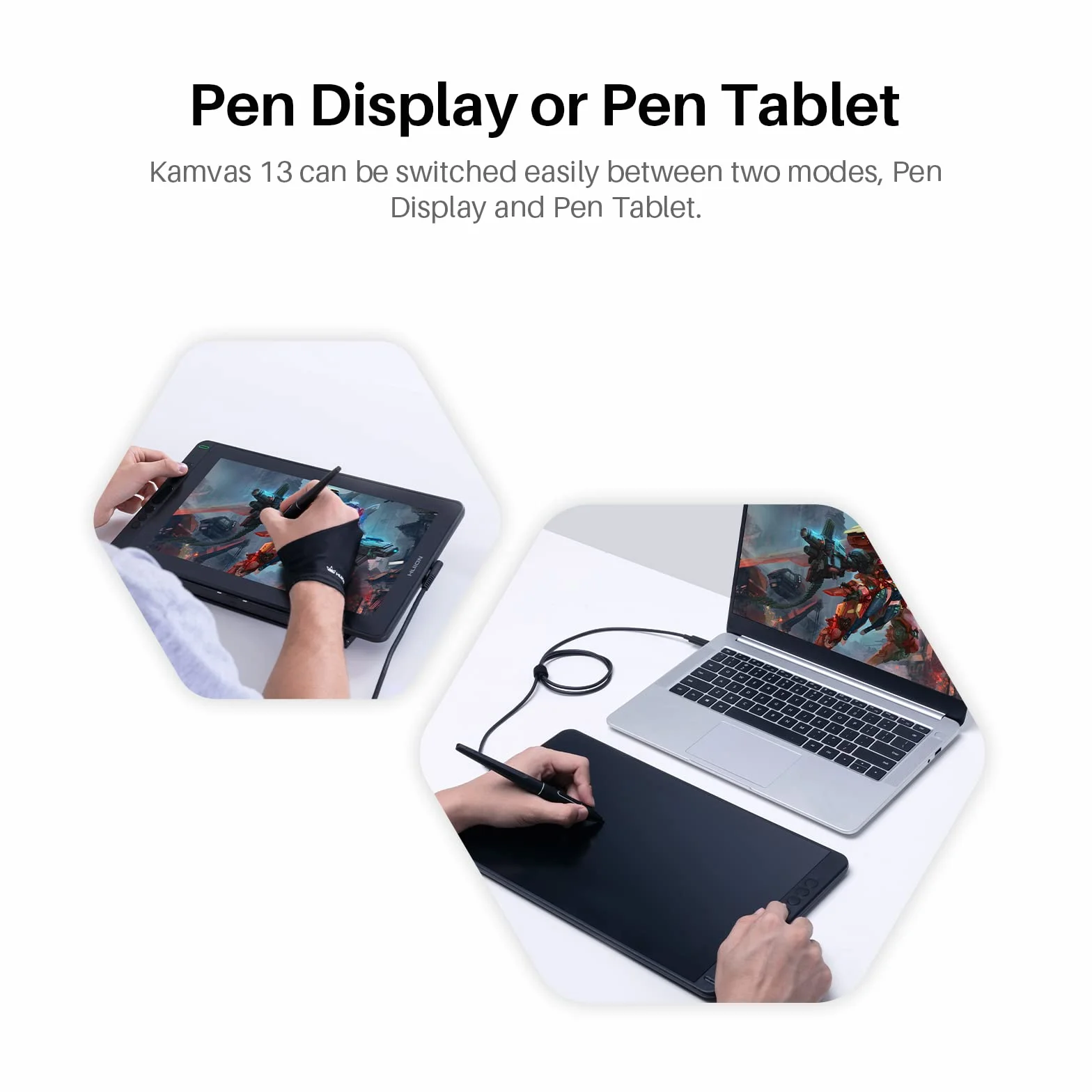 HUION Kamvas 13 tablet graficzny z ekranem, 13,3-calowy zielony monitor do rysowania, w pełni laminowany ekran, 120% sRGB, PW517, obsługa urządzenia z systemem Android, idealny do pracy w domu i nauki