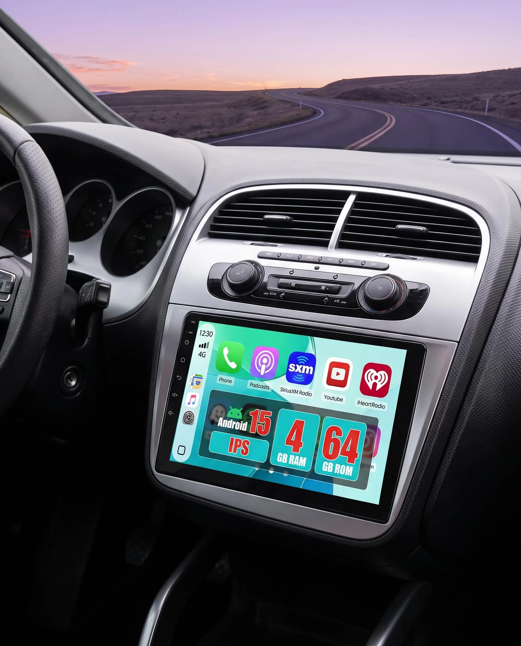 Hikity [4+64GB] Android 15 Radio, CarPlay Android Auto Bezprzewodowe, dla Seat Altea 2004-2016, 9-calowy ekran, Bluetooth, Mirror Link, Kamera cofania, Nawigacja GPS, EQ, DSP, WiFi, FM, RDS, SWC, USB