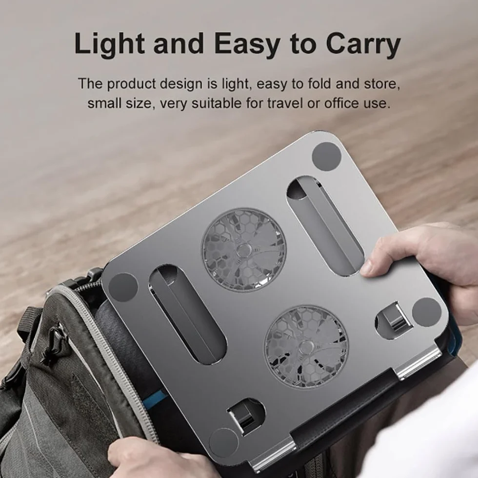 Podstawka Chłodząca Do Laptopa, 33Cm, Regulowana Wysokość, Z 2 Wentylatorami, Oświetlenie Rgb, Składana, Ergonomiczna Konstrukcja, Do Notebooków 10-16'', Do Biura I Nauki