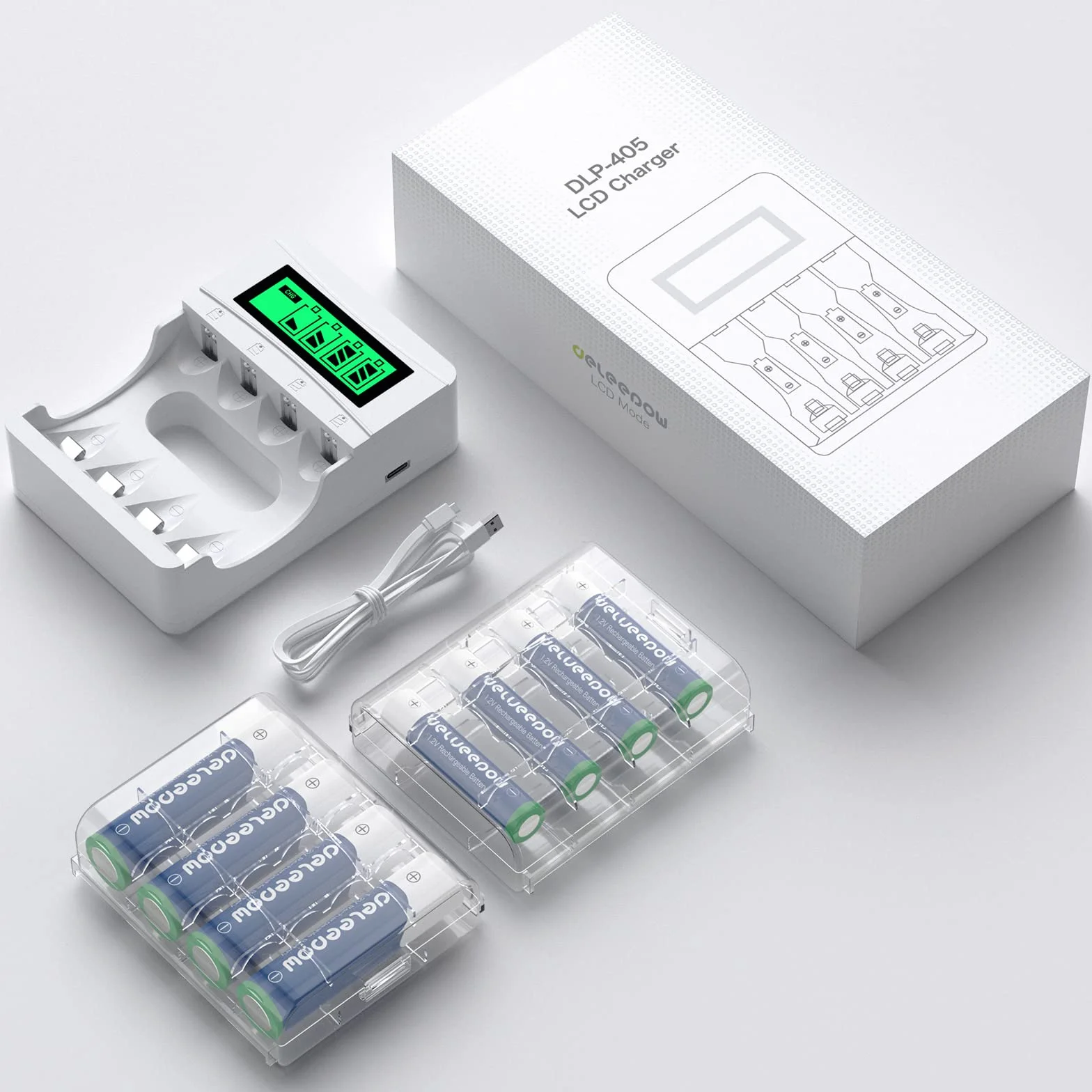 Akumulatory 4 sztuki AA 3300mAh + 4 x baterie AAA 1100 mAh, ładowarka z 4 gniazdami na baterie AA i AAA NiMH