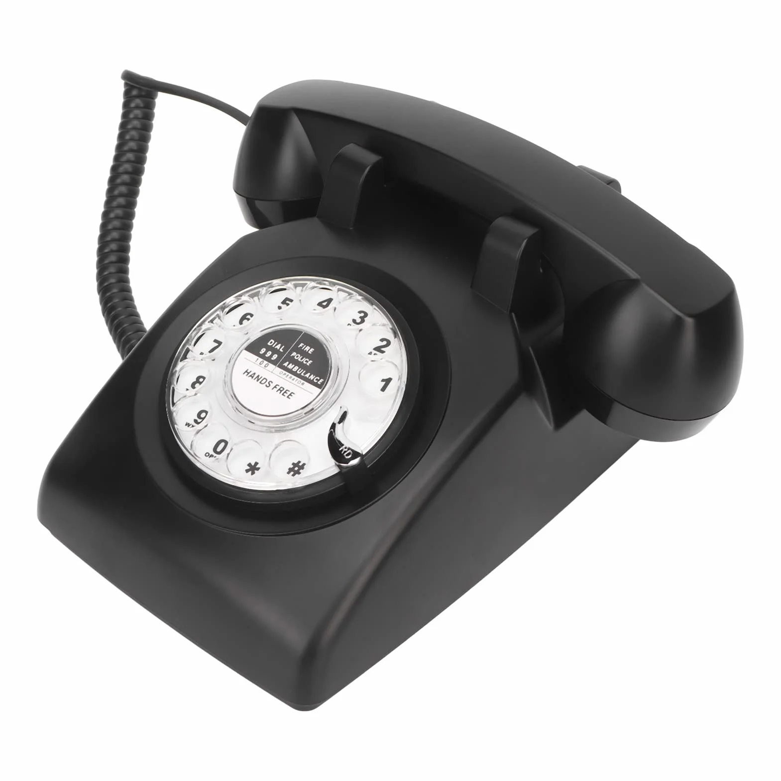 Czarny Obrotowy Telefon Stacjonarny, Elegancki Elegancki Przewodowy Telefon Stacjonarny W Starym Stylu, Tradycyjny Mechaniczny Dzwonek, Funkcja Ponownego Wybierania Bez Użycia Rąk, Domu