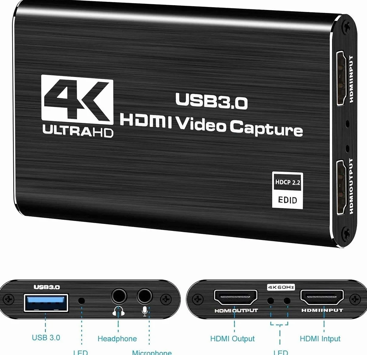 DIGITNOW! Game Capture Card, karta nagrywania wideo 4K, HDMI USB 3.0, nagrywanie wideo Full HD 1080p, do nagrywania gier, transmisji strumieniowej na żywo