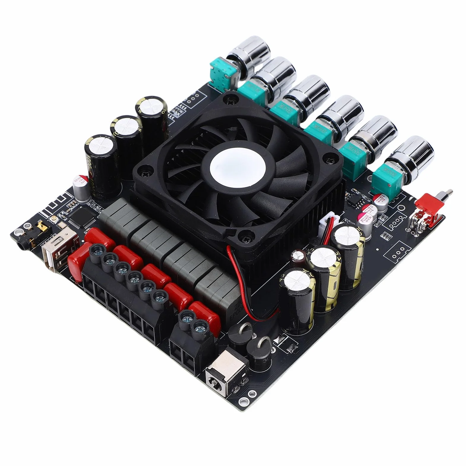2.1-kanałowa Płyta Wzmacniacza Audio, ABS Cyfrowa Płytka Wzmacniacza Subwoofera XY HT21MAX 2x200W Plus 400W AUX Wejście USB do Kina Domowego Samochód Głośniki Zewnętrzne