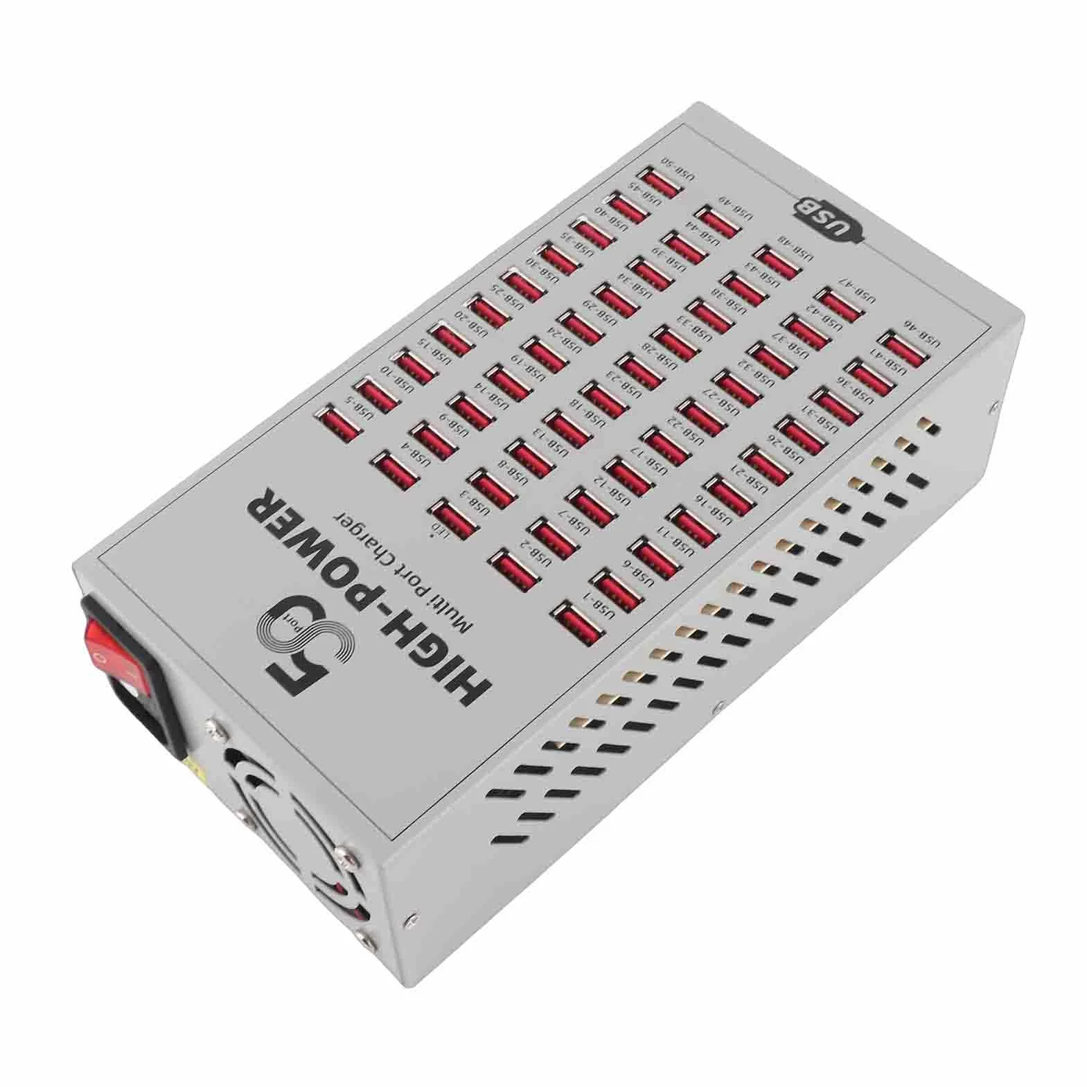50-portowa Stacja ładująca USB Wydajne i Szybkie ładowanie Wielu urządzeń w Domu/biurze Metalowa Obudowa Lekka Konstrukcja (Wtyczka UE 220-250 V)