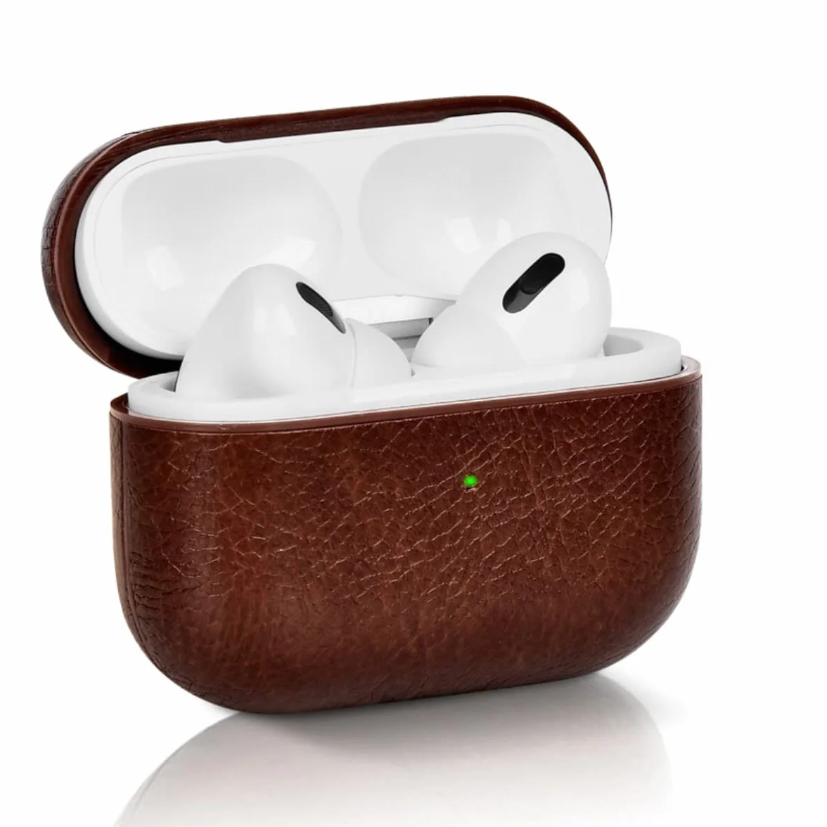 Skórzane etui do AirPods Pro 2 2022, AirPods Pro 2, etui ochronne z haczykiem, brązowe słuchawki PU Case (widoczne LED) (obsługuje bezprzewodowe ładowanie) do Apple AirPods Pro 2