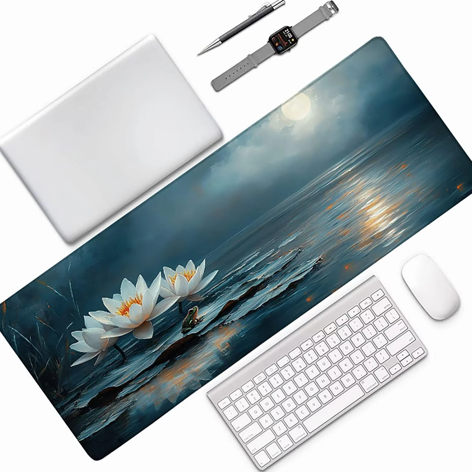 Podkładka pod mysz Biurko Zielona XXL 1200x600x3mm, Podkładka pod mysz do gier Księżyc, Poprawia Dokładność I Prędkość, Wodoodporna Podkładka Na Biurko Dla Graczy Akcesoria Do Komputera PC Z-1811