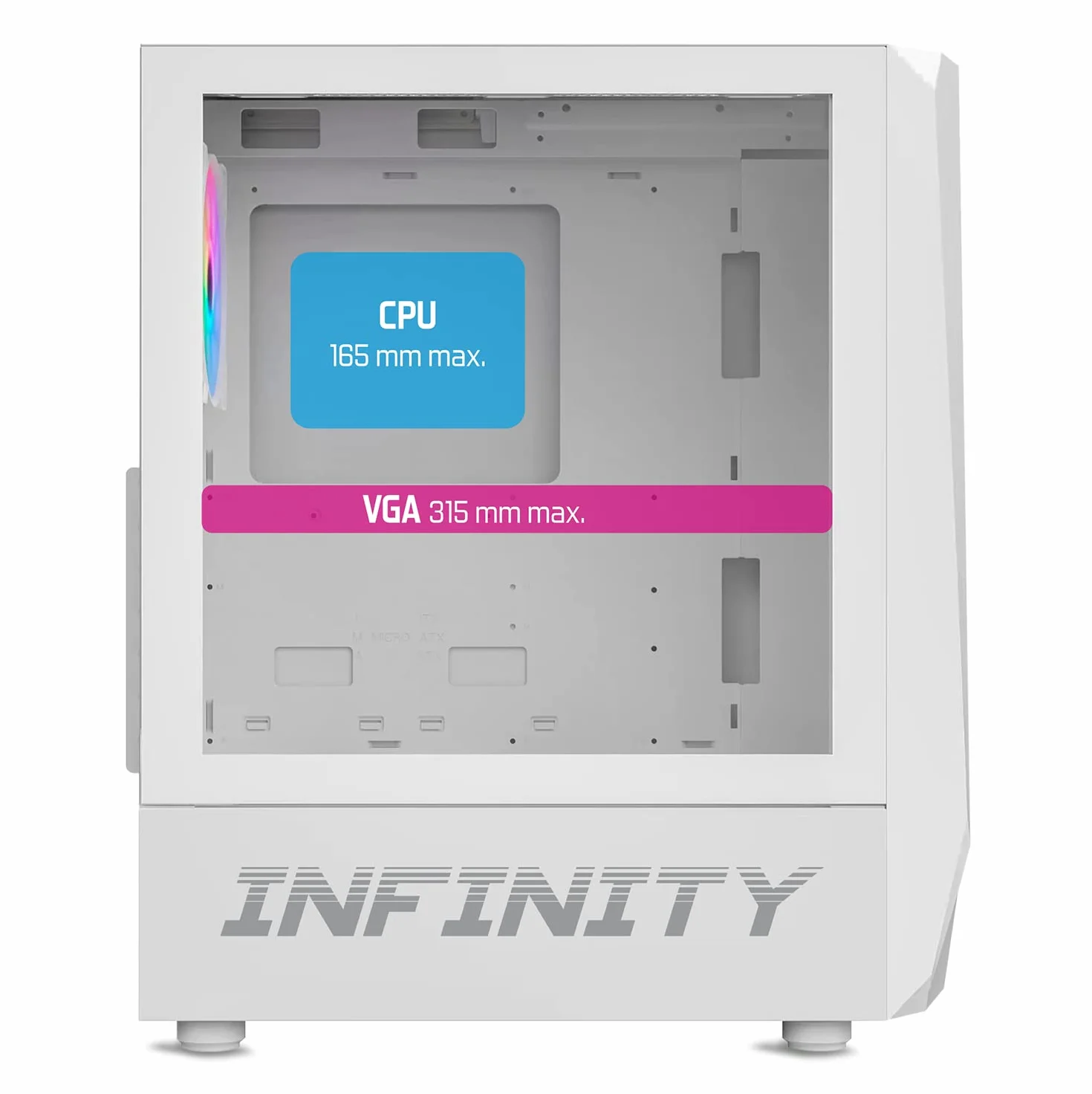 Spirit Of Gamer - Infinity Artic | Obudowa PC Gamer White RGB Medium ATX | Pusta wieża PC do gier ze ścianą boczną ze szkła hartowanego | Kompatybilny z ATX, mATX, ITX | 2 wentylatory PC 120 mm, w tym