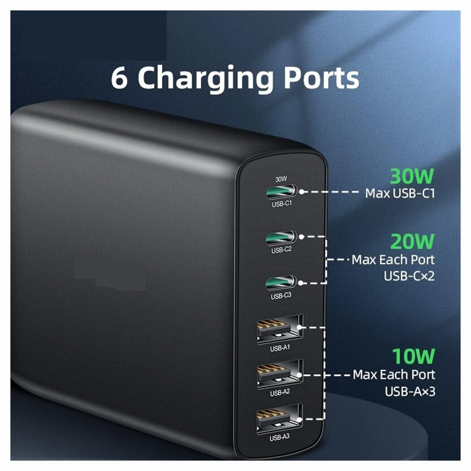 Ładowarka USB 100 W Typu C PD Szybkie Ładowanie Z Wieloma 6 Portami Stacja Ładująca Na Biurko MożLiwość Szybkiego łAdowania