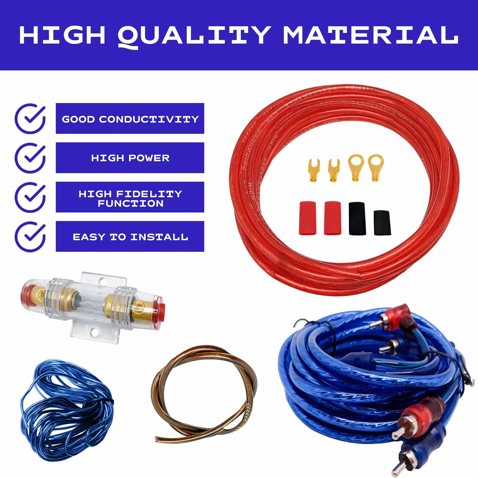 Kabel do subwoofera, Car Audio Wire, wzmacniacz 10GA, zestaw kabli do subwoofera, 4,5 m, kabel do wzmacniacza, złącze wzmacniacza, przyłącze stopnia mocy