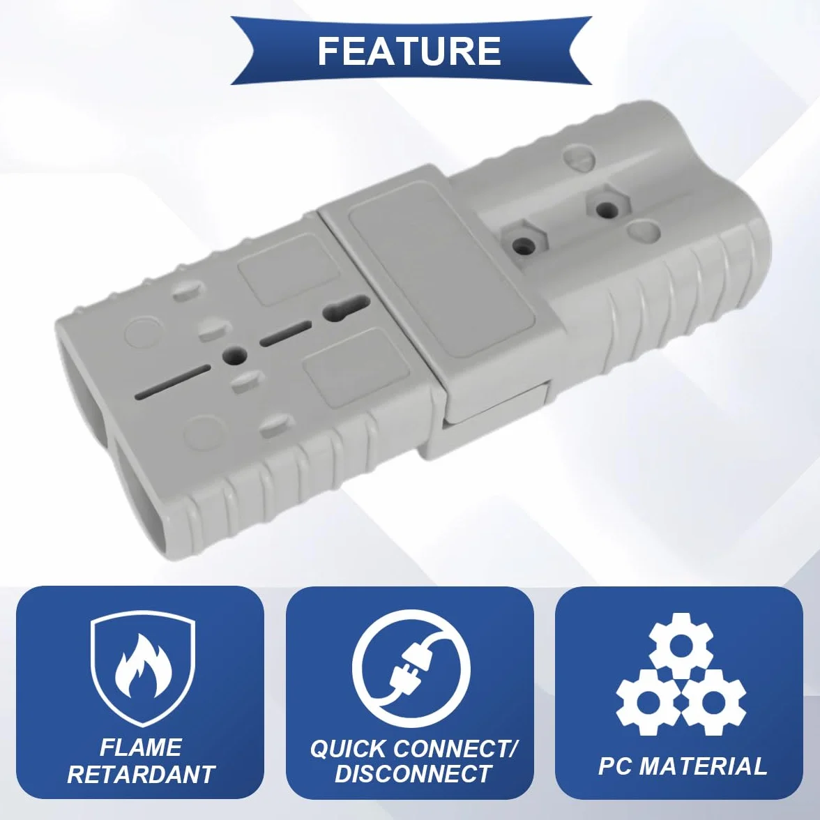 Xiatiaosann przyłącza akumulatora 50 A Quick Connect szybkozłączka 600 V 6-12 G kabel do akumulatora szary uszczelka gumowe zatyczki chroniące przed kurzem