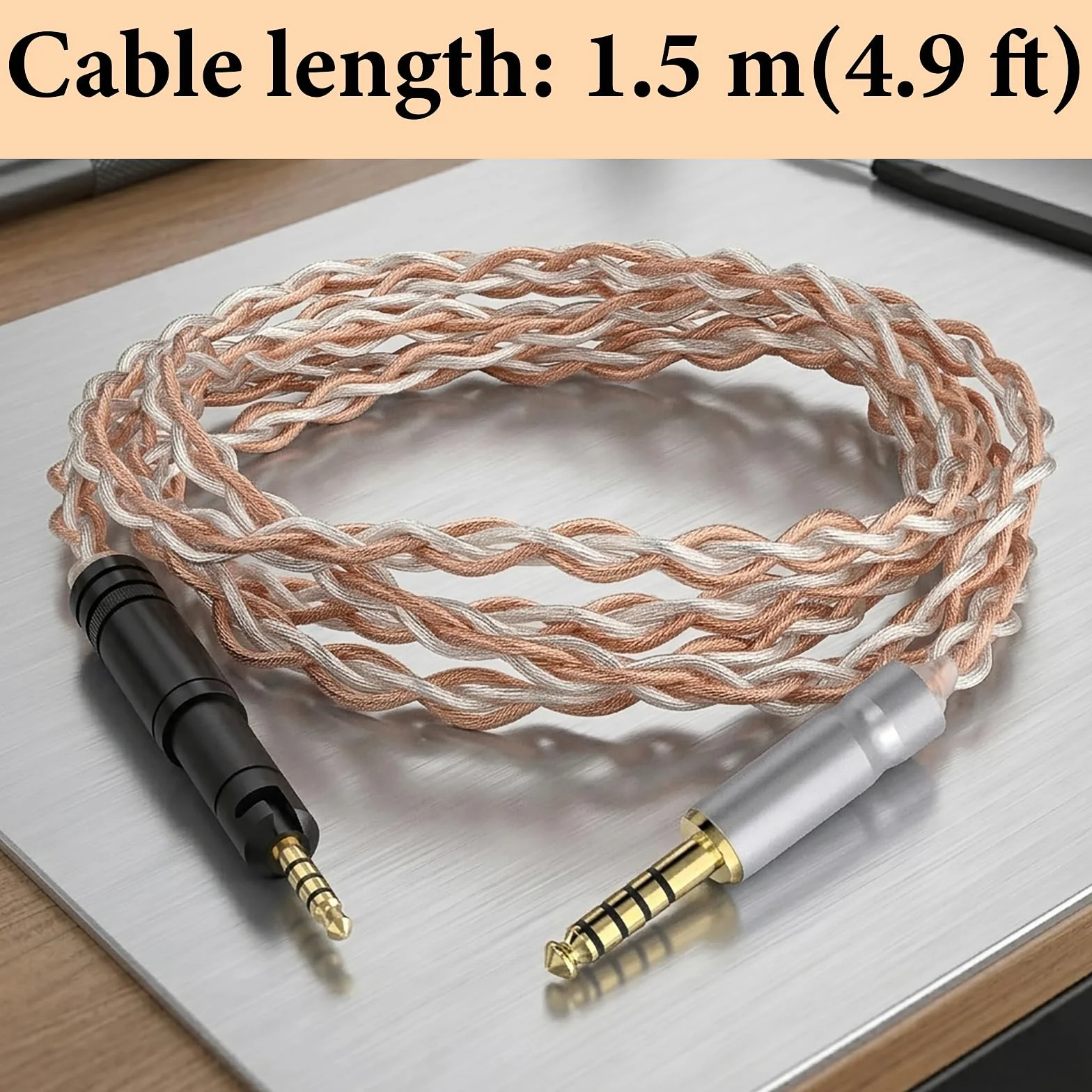 Geekria Apollo Srebrzony kabel audio do aktualizacji 4,4 mm na 2,5 mm kompatybilny z Sennheiser HD620S HD599 HD598 HD560S HD400PRO HD579 HD569 HD550 HD505, kabel zamienny (4,9 ft/1,5 m)