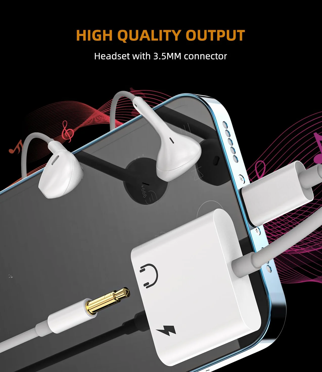 Adapter Lightning na 3,5 mm gniazdo słuchawkowe (2 sztuki) do Apple MFI Certified 2 w 1 kabel ładowania Jack Splitter Auto AUX Audio kabel wtyczka jack konwerter do iPad iPhone Headphone ładowarka 3,5