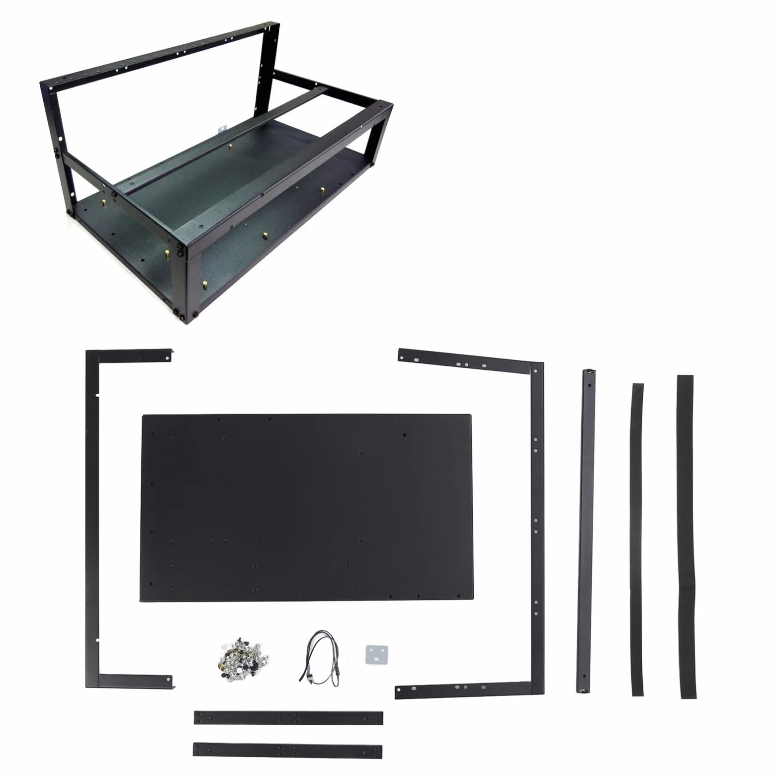 Luocute Komputer Otwarty Stojak na obudowę, Obsługuje 8 Kart Graficznych GPU dla Płyty Głównej ATX MATX Flex, z Kablami Adapterowymi, Systemem Chłodzenia, Wieloma Gniazdami Wentylatora,