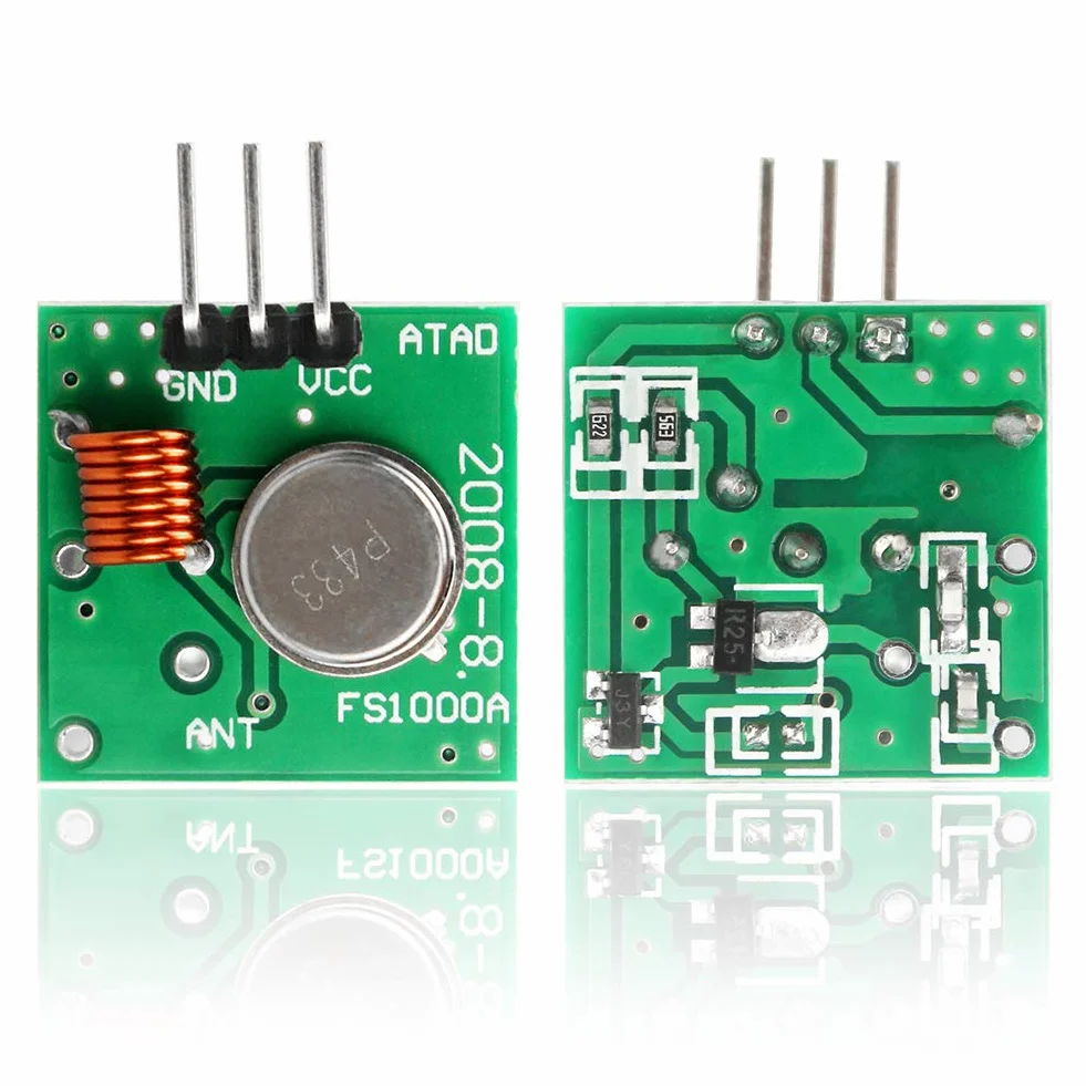 3-częściowy zestaw 433 MHz RF bezprzewodowy moduł nadajnika i odbiornika + RF 433 MHz miedziany zestaw anteny sprężynowej, wysokiej częstotliwości super regeneracyjny moduł nadajnika do alarmu włamywacza Arduino