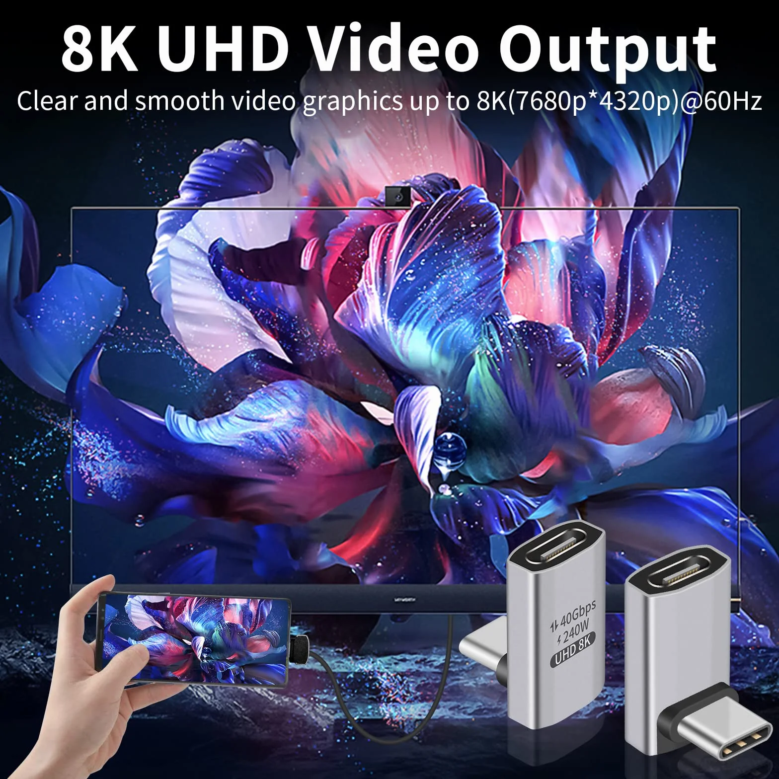 Duttek Adapter USB C 90 stopni (2 sztuki) adapter wtyczka-gniazdo USB C – 40 Gbps transmisja danych, ładowanie 240 W, wideo 8K kompatybilny z Thunderbolt 4/3, Switch, MacBook, tabletami i innymi