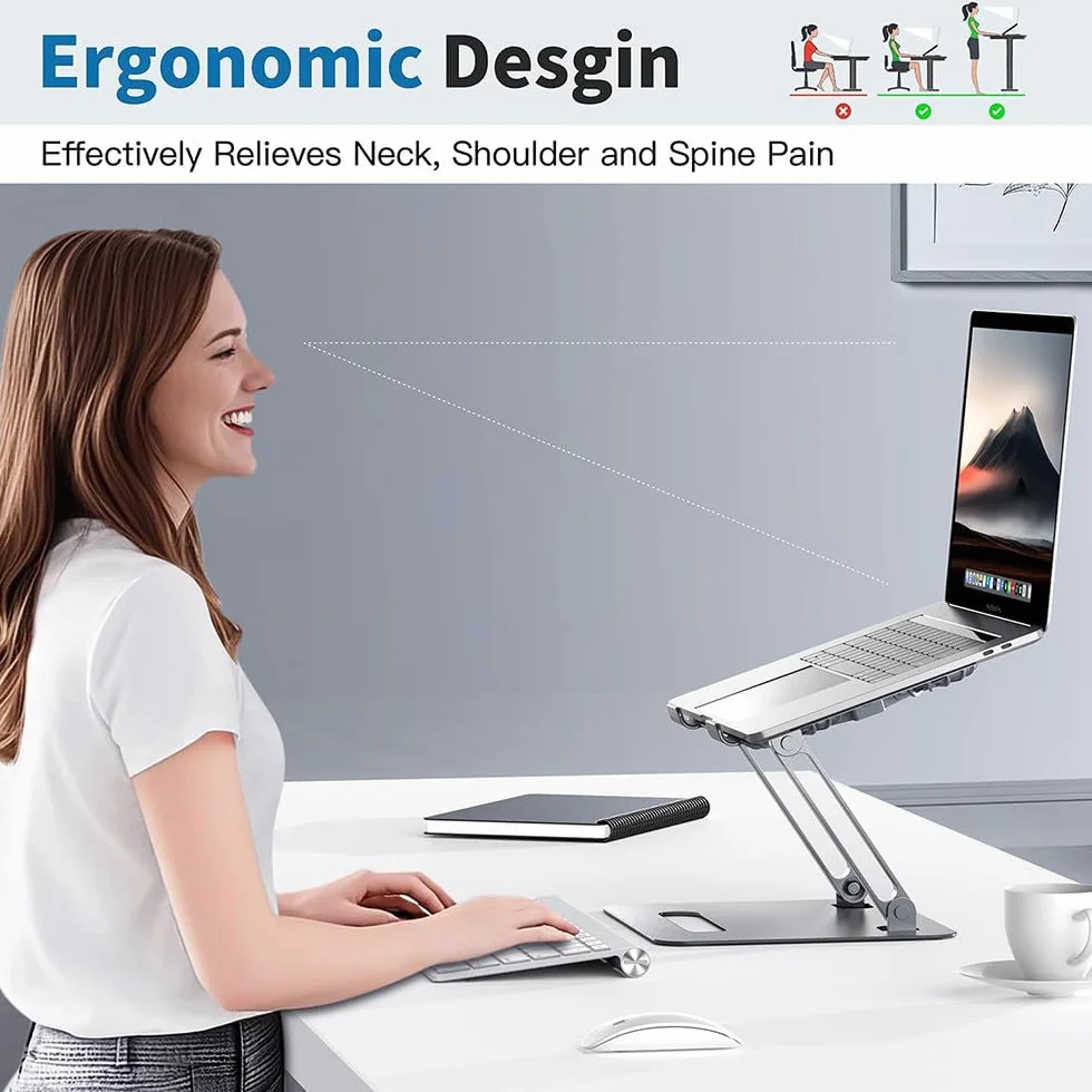 Podstawka Chłodząca Do Laptopa, 33Cm, Regulowana Wysokość, Z 2 Wentylatorami, Oświetlenie Rgb, Składana, Ergonomiczna Konstrukcja, Do Notebooków 10-16'', Do Biura I Nauki