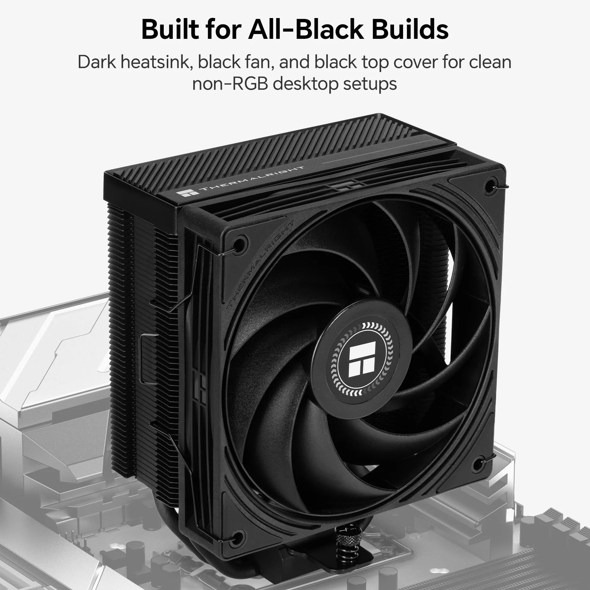 Thermalright Assassin X120-A Dark All-Black CPU Air Cooler, wentylator 2400 obr./min | 4 rury grzewcze, wentylator PWM o wysokim przepływie powietrza 120 mm, 85,35 CFM, dla AMD AM5/AM4, Intel LGA1851/1700