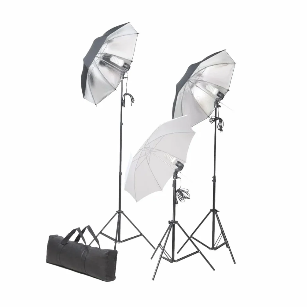 Zestaw do studia fotograficznego z lampami studyjnymi, system tła z bawełny, aluminiowy statyw do 230 cm, 3 lampy dzienne 5500 K, 3 abażury, torby do noszenia do studia, wideo, fotografii, portretów