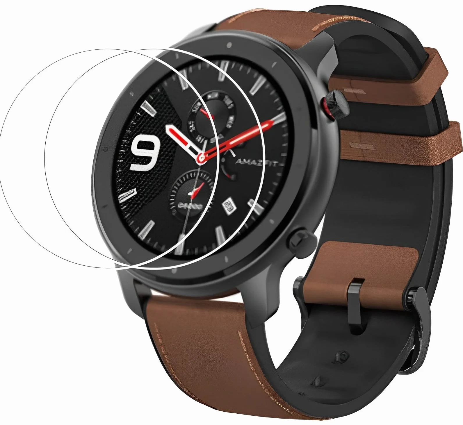 ZLeishouer osłona ekranu do Amazfit GTR 47 mm, twardość 9H, osłona ekranu ze szkła hartowanego do Amazfit GTR 47 mm z ochroną przed odciskami palców, bez pęcherzyków powietrza, krystalicznie