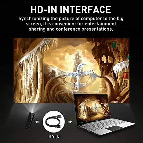 Mini projektor kieszonkowy, inteligentny projektor DLP Pico obsługuje wejście HD/dekodowanie 4K HD ze złączem HDMI USB/ekranem dotykowym/RC, do kina domowego, na rodzinne imprezy (Android 6.0) (ME)