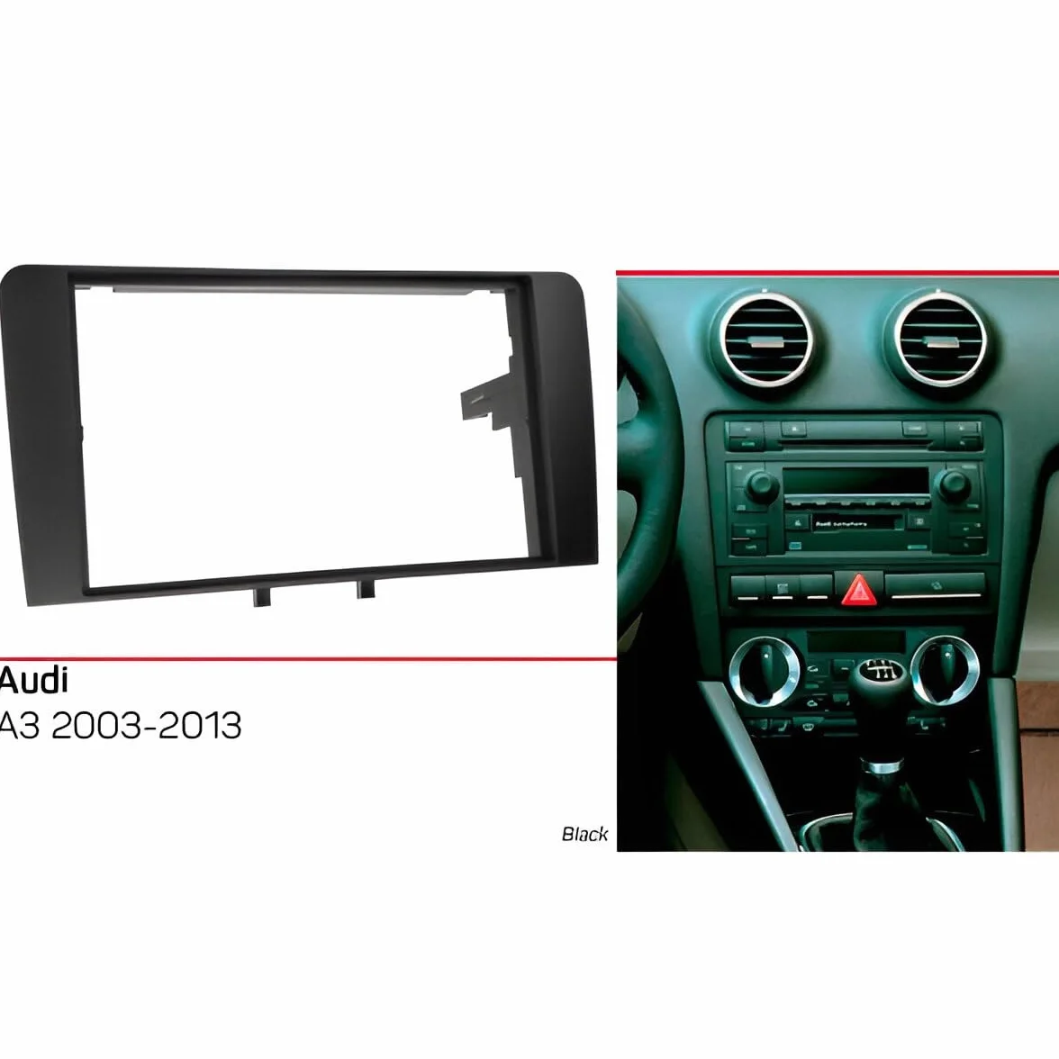 Sound-way Podwójna rama radia samochodowego 2 DIN kompatybilna z Audi A3 (8P/8PA) 2003-2013